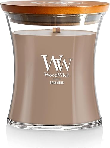 Vista 6 de WoodWick Hinoki Dahlia - Vela mediana en frasco, con forma de reloj de arena, cera de mezcla de soja prémium, mecha de madera Pluswick Innovation