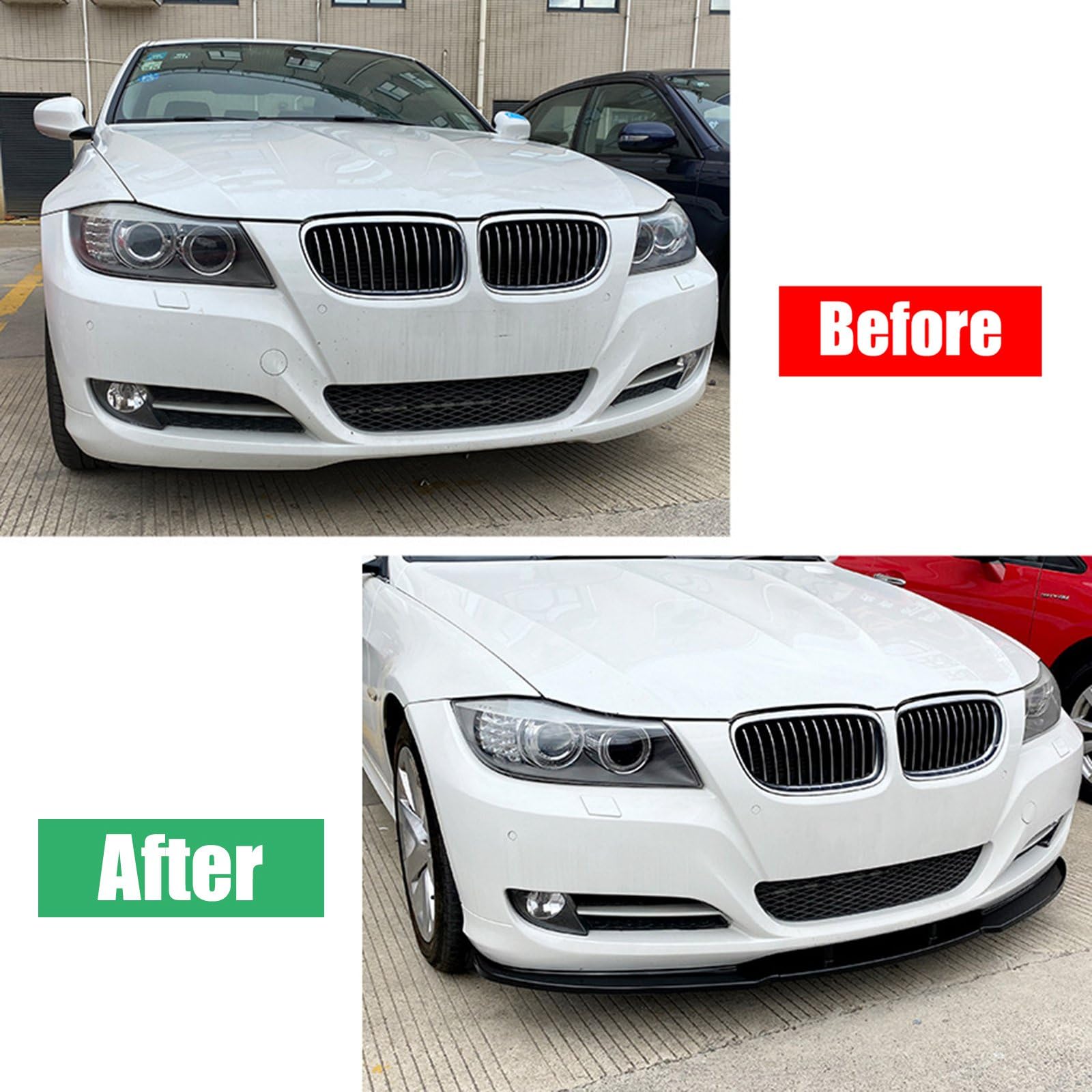 Compatible con BMW Serie 3 E90 E91 Lci Front Splitter Lip Base Modelo 2009-12 Gloss Blk