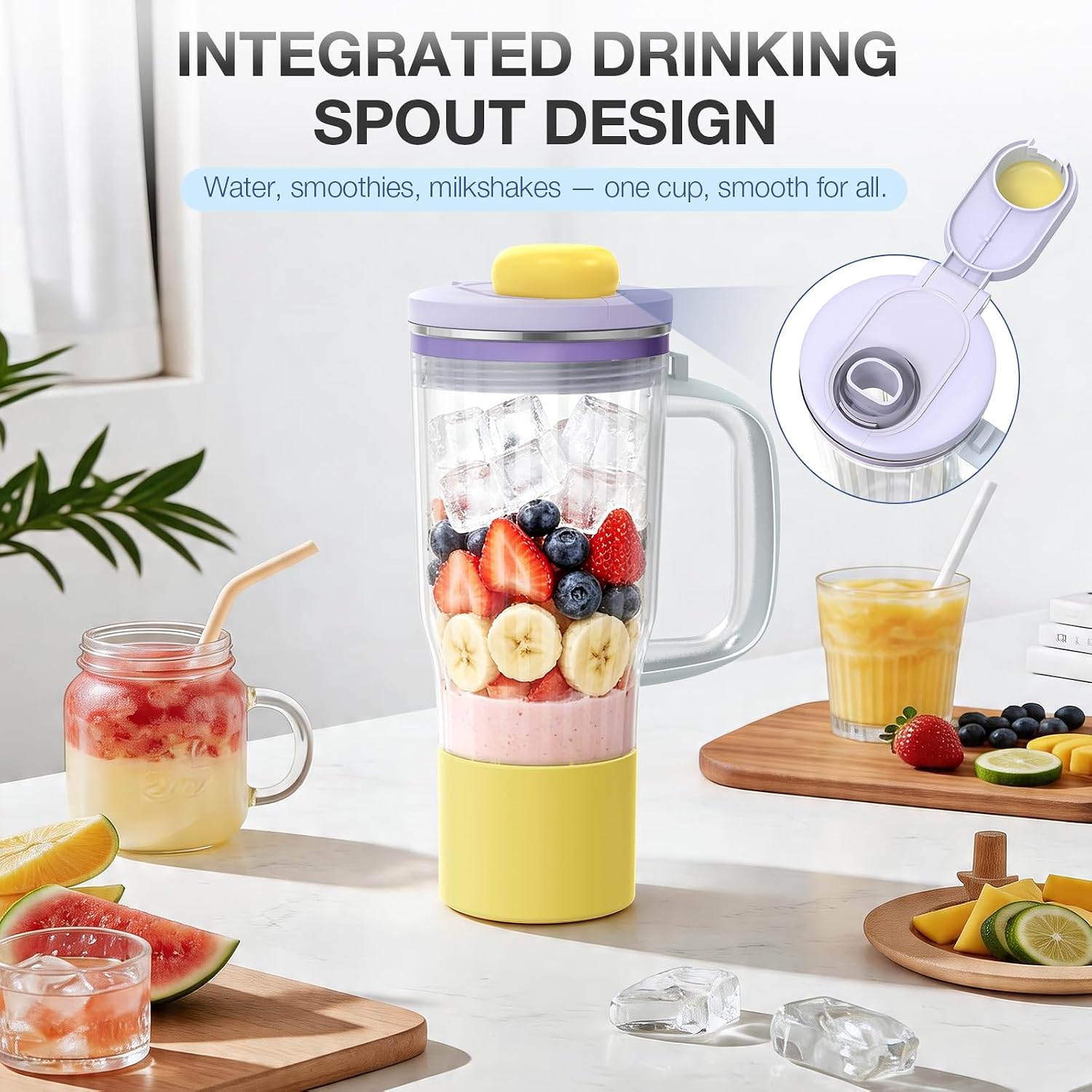 26oz Blender Cup Replacement for Ninja BlendBOSS Blender (Cyberspace) | Travel Tumbler with Detachable Straw & Leakproof Lid, Compatible with Ninja DB351 & DB301, BPA Free, On the Go Cup for Travel