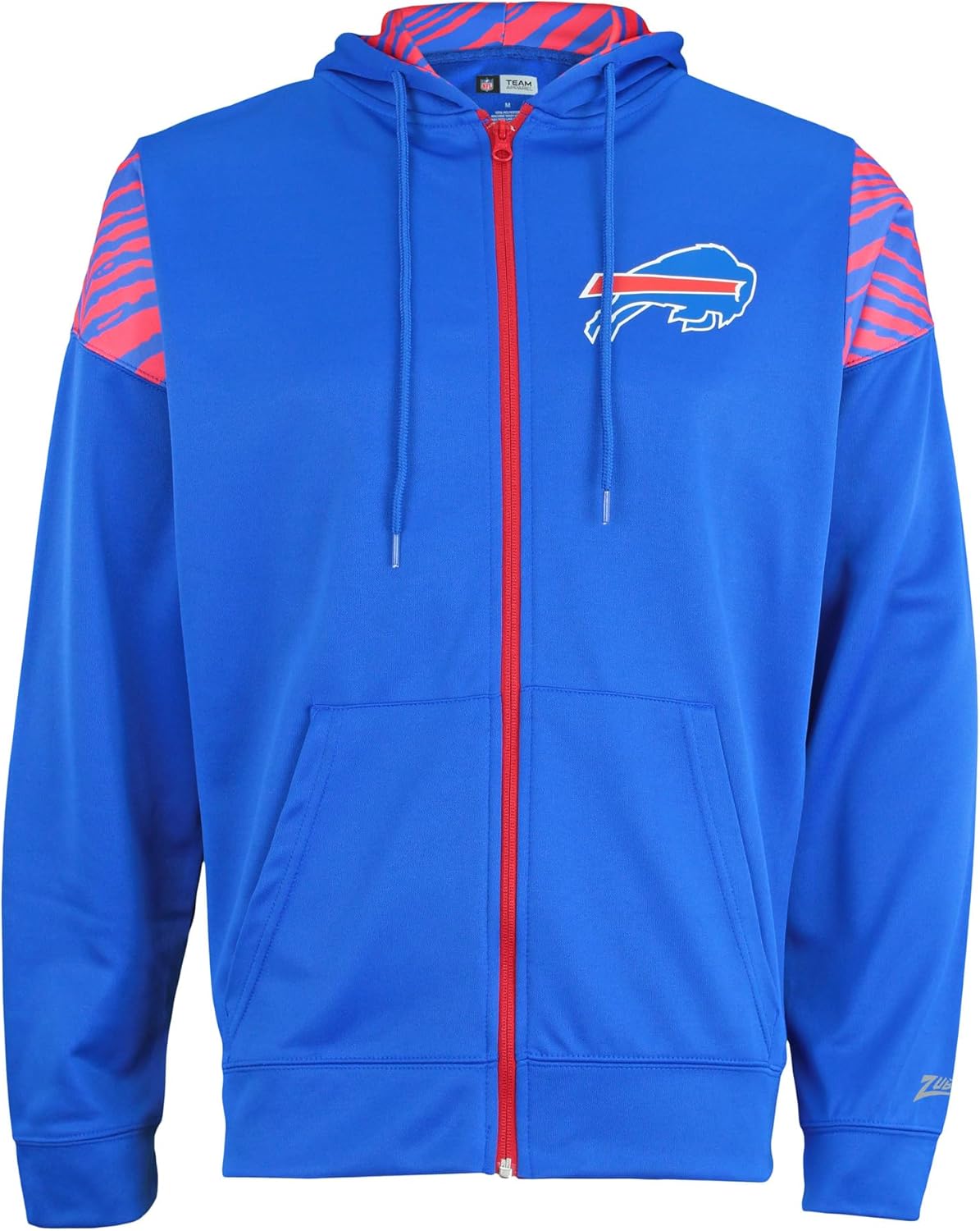 Zubaz NFL Men's Full Zip Team Color Hoodie with Zebra Band Accents (Small - 5XL)