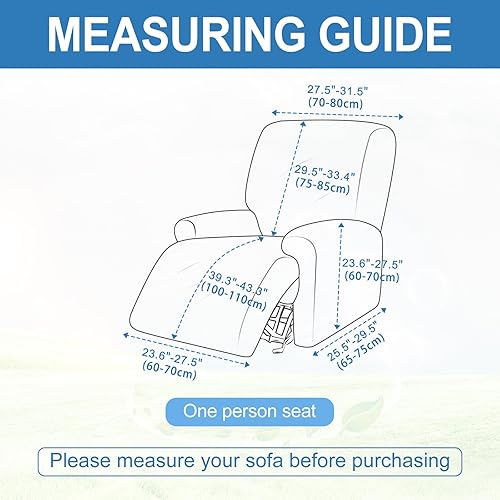 Miniatura 3 de Funda reclinable 100% impermeable de 4 piezas para sillas reclinables grandes, fundas elásticas para sillas reclinables con brazos, protector de