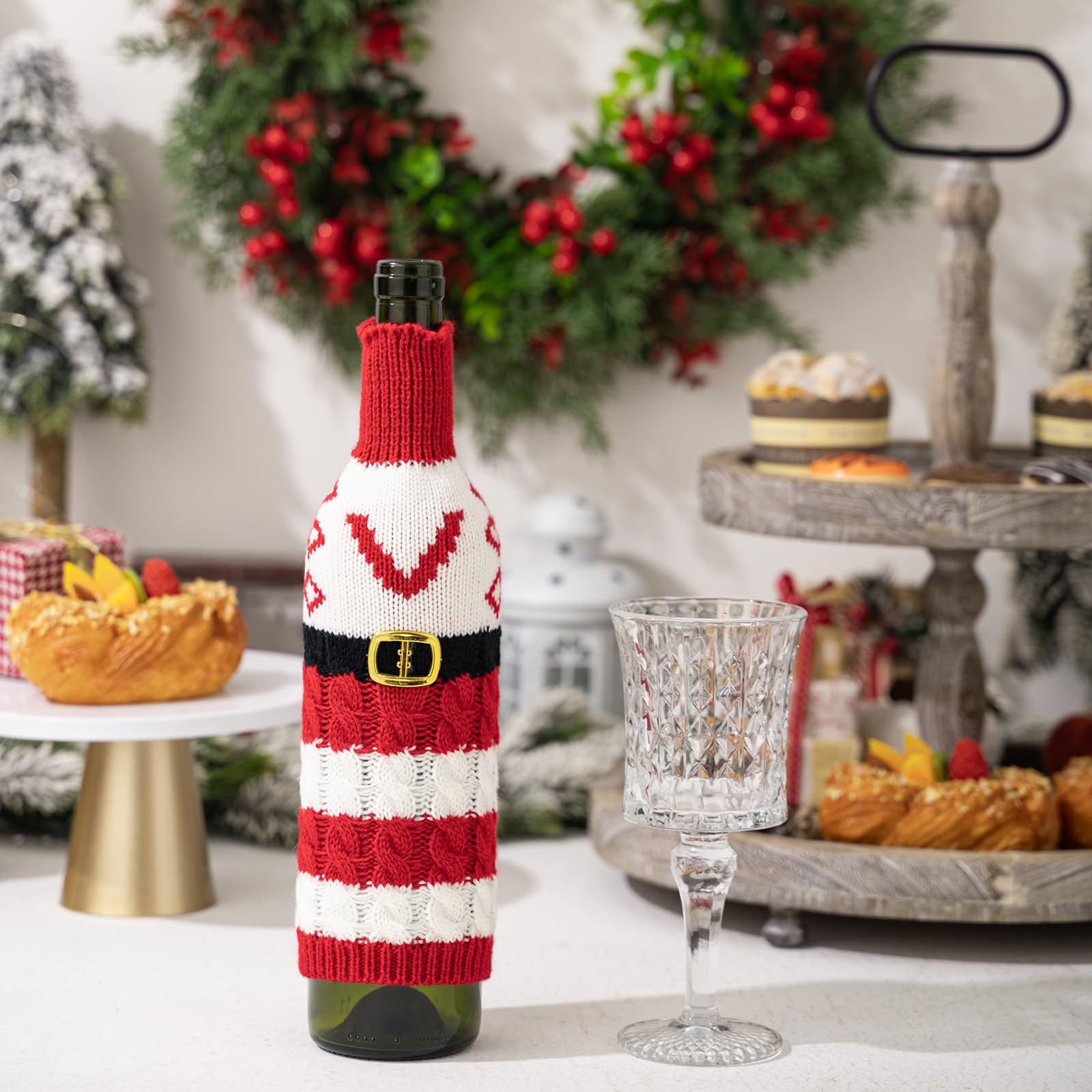 Lot de 27 housses tricotées personnalisables pour bouteille de vin pour identification unique de boisson