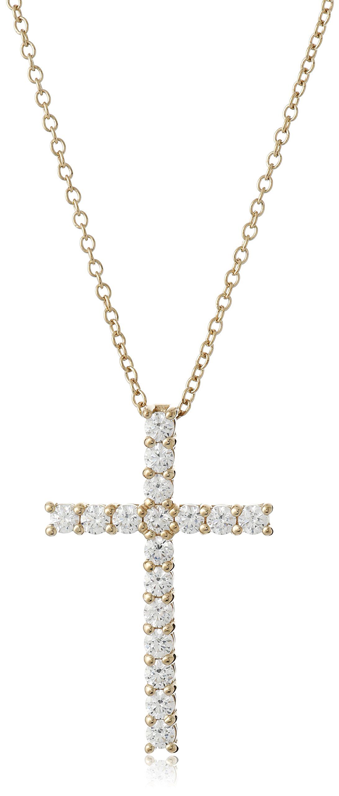Amazon Collection Gold or Platinum Plated Sterling Silver Cross Pendant Necklace set with Infinite Elements Cubic Zirconia