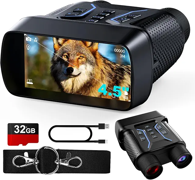 Lunettes de vision nocturne FIEGEl 4K UHD 36 MP avec zoom 8x et batterie 4500 mAh