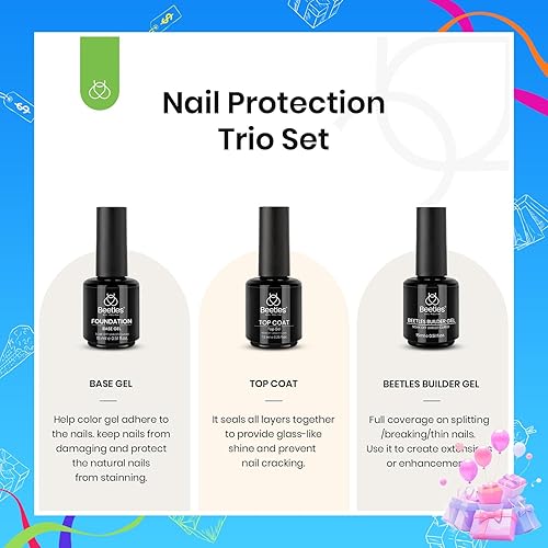 Miniatura 4 de Beetles - Juego de esmalte de uñas de gel neutro de 0.5 onzas líquidas, color blanco lechoso, juego de 3 esmaltes de gel superior y base que no se