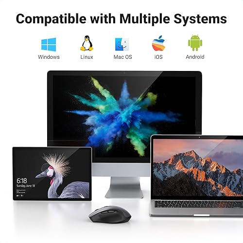 Miniatura 8 de UGREEN Mouse inalámbrico de 2.4 G con receptor USB, 5 niveles de 4000 DPI, 6 botones, 18 meses de duración de la batería, mouse inalámbrico