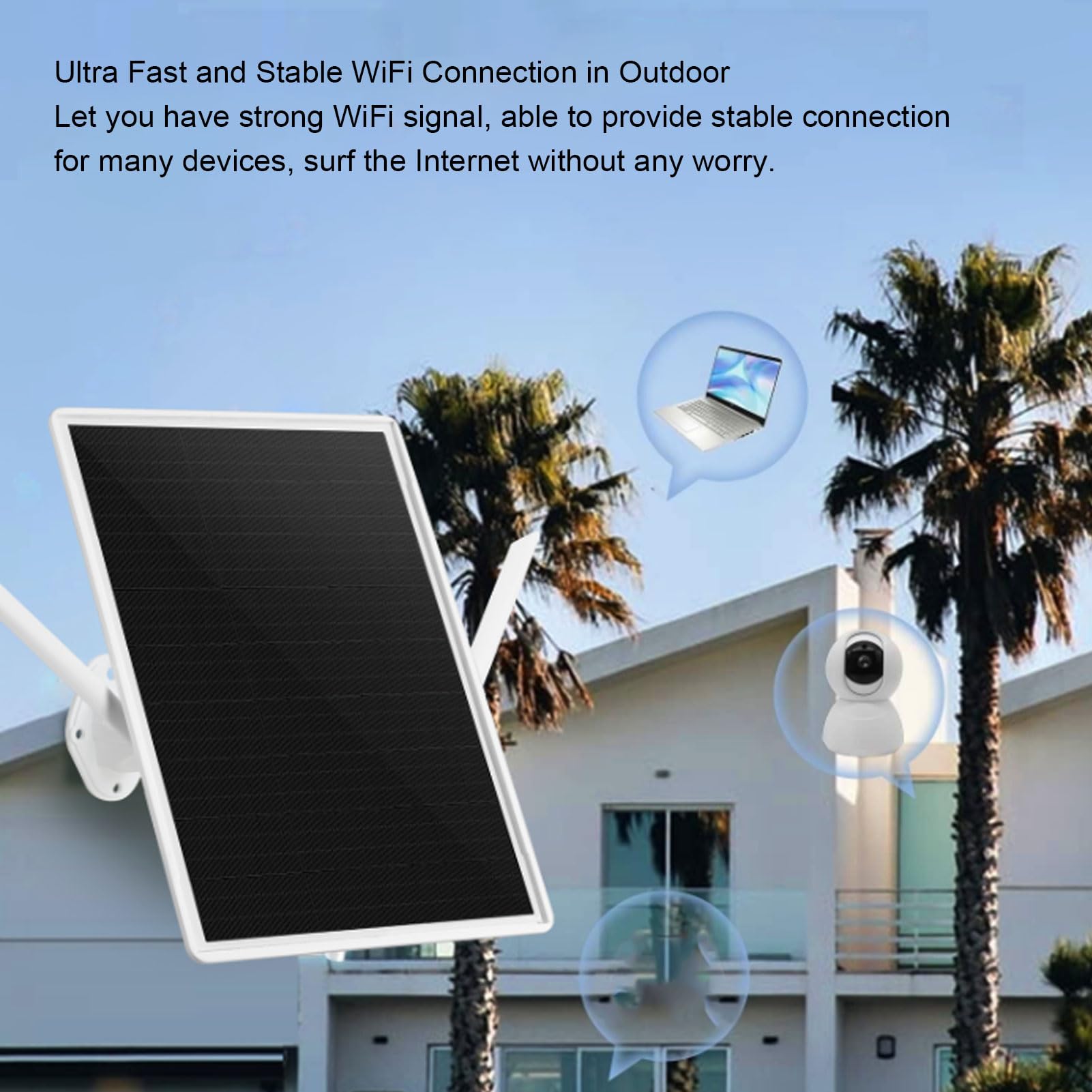 Modem Routeur 4G LTE à énergie Solaire 15 W, Batterie 20 000 MAh, Modem WiFi 6 sans Fil Extérieur avec Emplacement pour Carte SIM, Portée WiFi 300 Mbps, 50 M, pour Campin