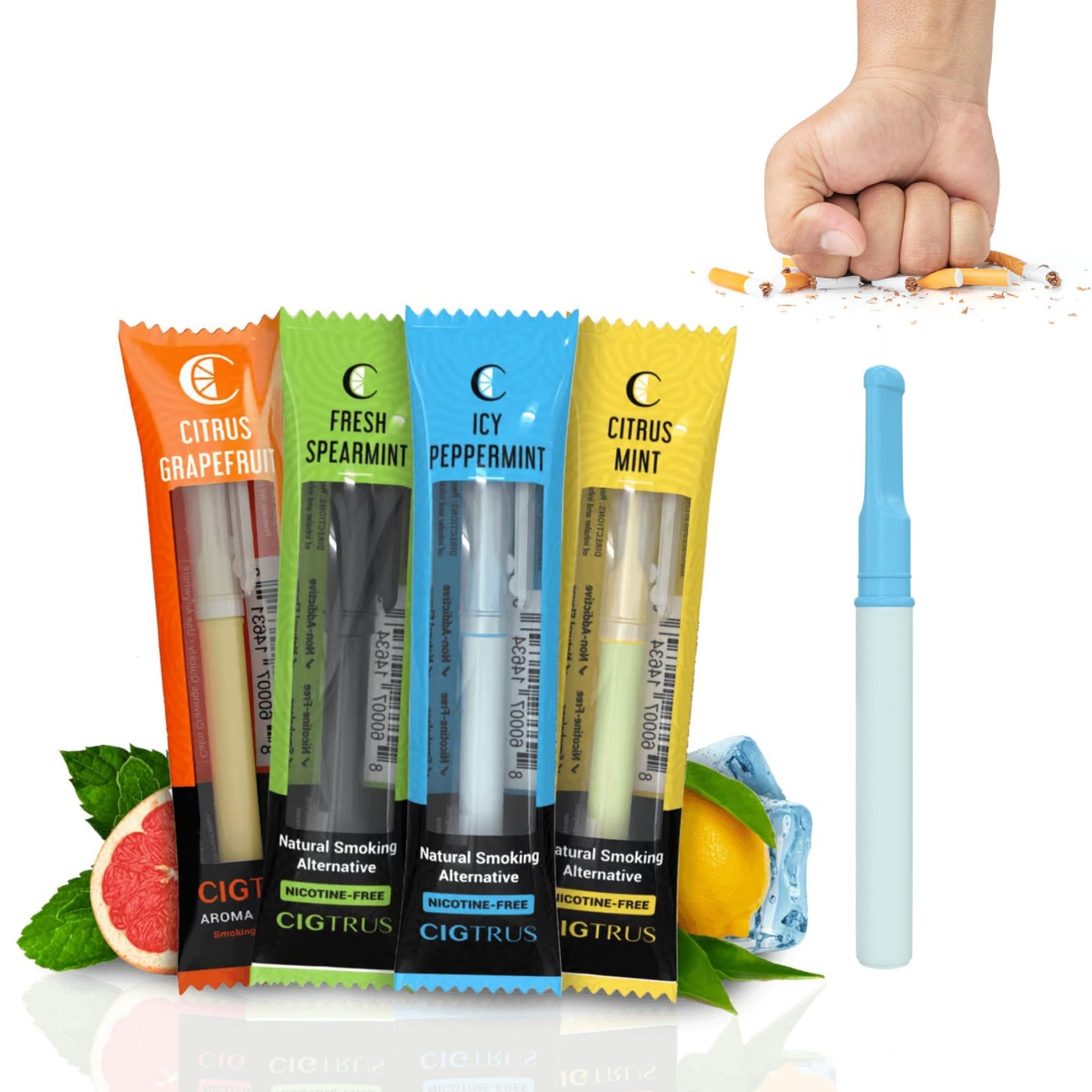cigtrus quit smoking inhaler  nicotine-free smokeless natural craving relief amp habit replacement for smokers amp vapers  supports lung detox  non-electric variety 4-pack