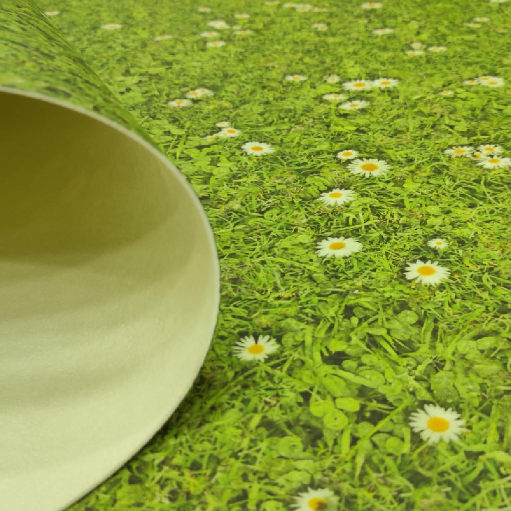 Tadi & Imperio1979 Tapis Vinyle imprimé Fleurs avec Gazon numérique pour Salon, Cuisine, Salle de séjour, entrées, Chambre à Coucher avec Dos PVC antidérapant.
