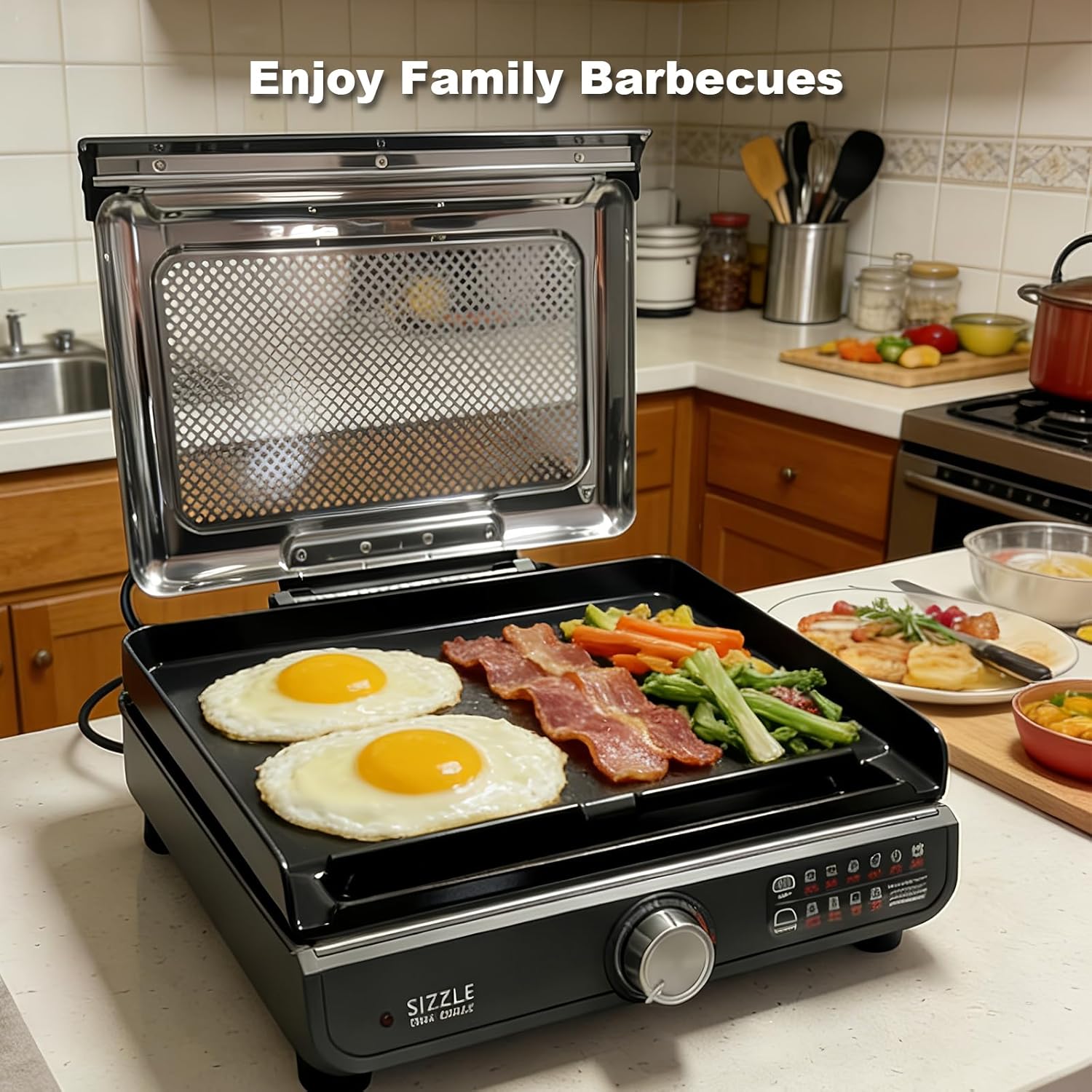 Griddle Plate for Ninja GR101 Sizzle Smokeless Griddle Indoor Grill Accessories, Nonstick Flat Top Grill Pan Replacement Parts for Ninja Sizzle GR100 Series Griddle Attachment