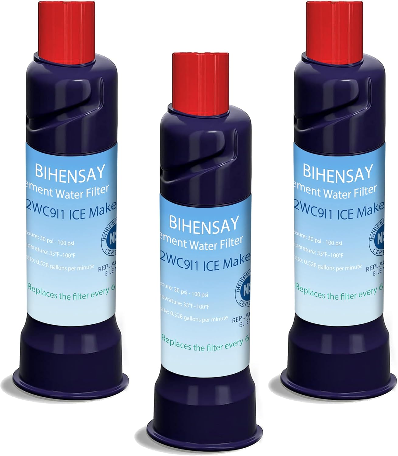 3-Pack Replacement Water Filter Exact Fit for ICE2 F2WC9I1 ICE Maker, Used in 50 Ib Ice Maker Machines, Lasts 6 months or 200 gallons