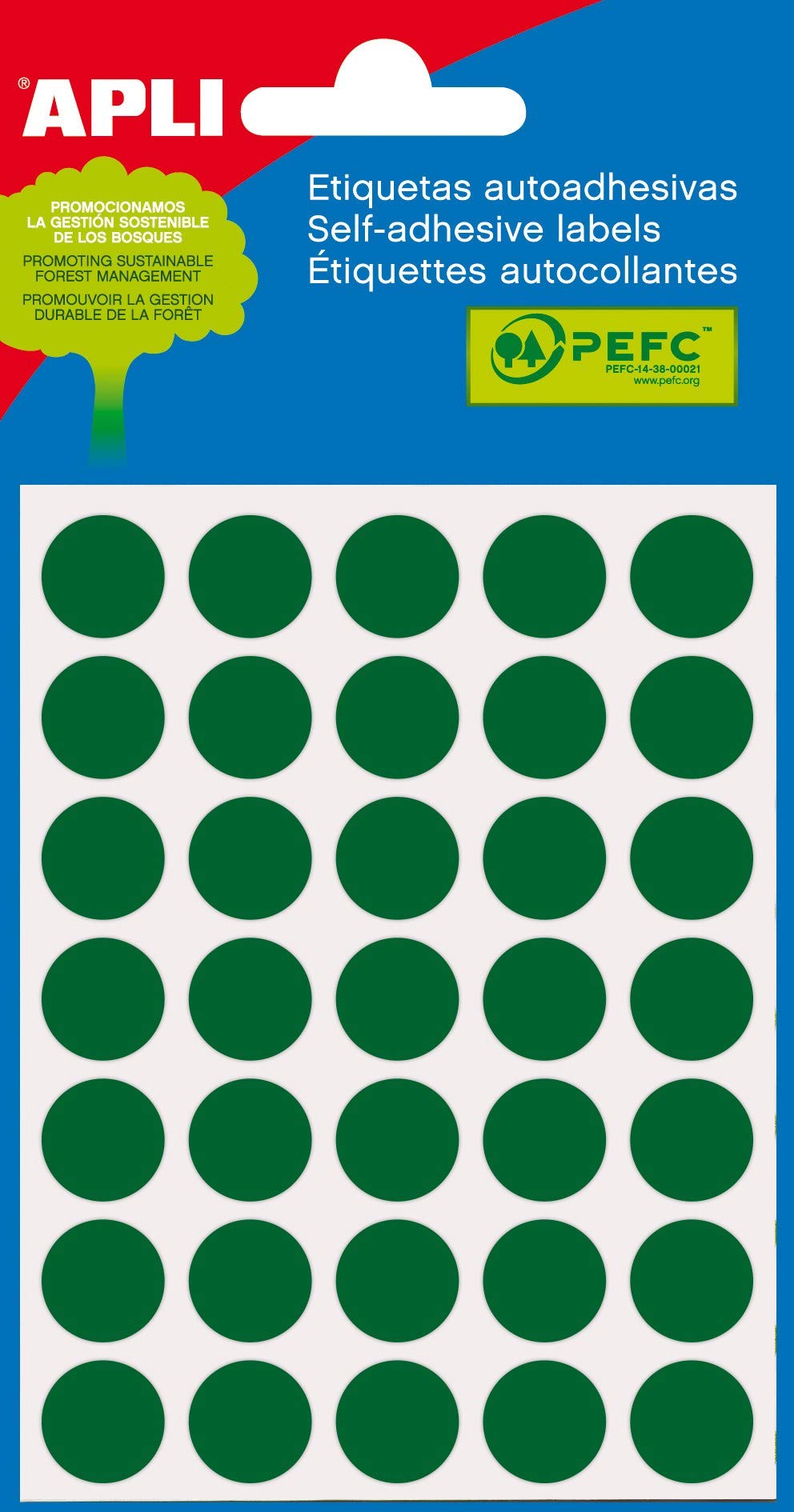 APLI 708633 - Estuche con etiquetas, 5 hojas, 13 x 13 mm, color verde