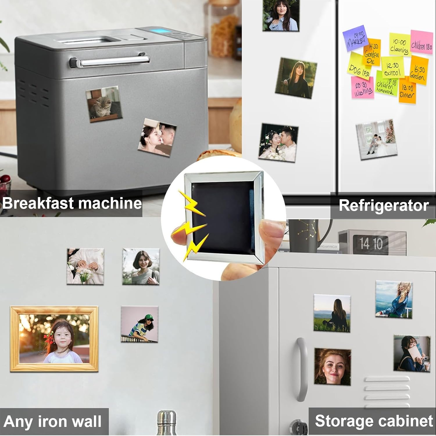 Fridge Magnet Maker Consumables, DIY HD Magnet Making Machine Sets Transparent Film, Metal Shell, Magnet, and Cardboard for Making Refrigerator Magnets(2in,500pcs)