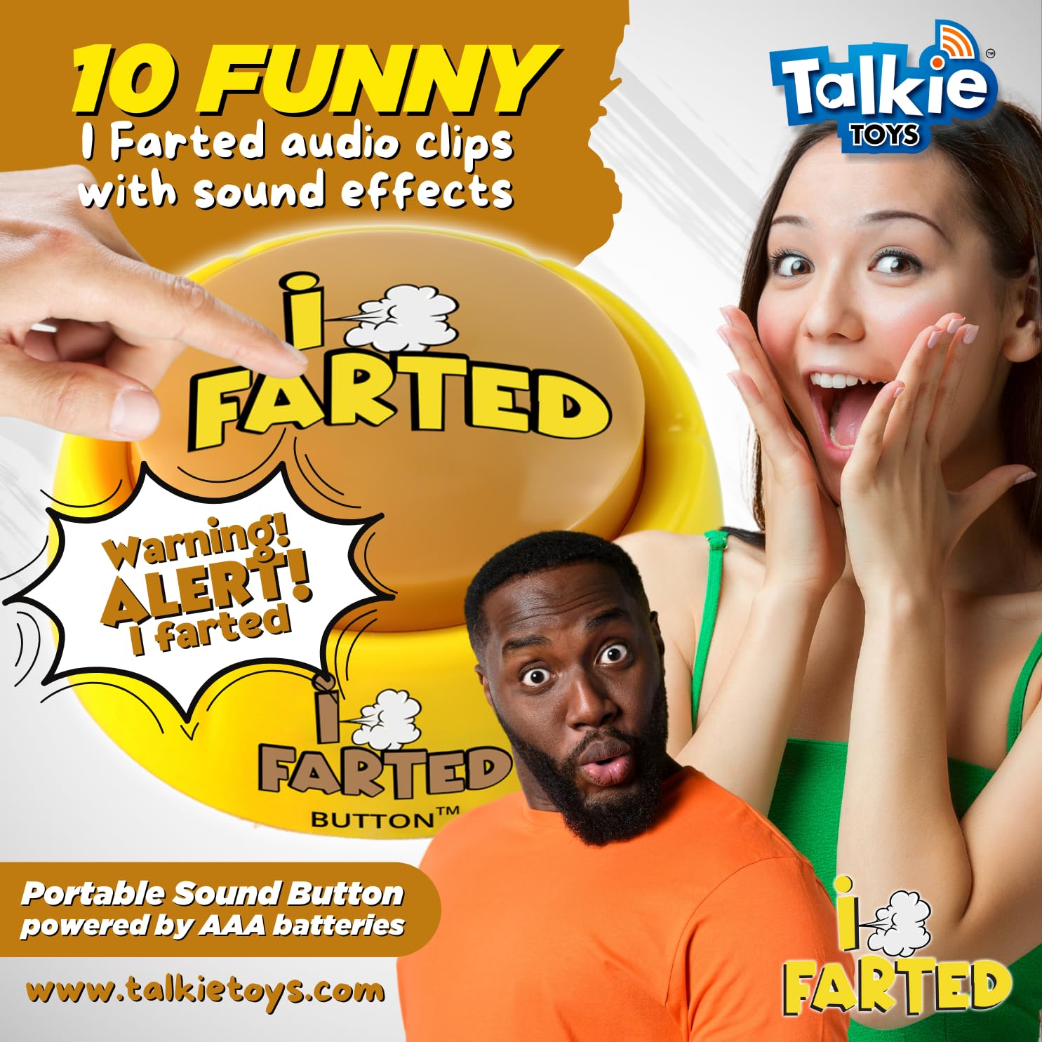 Talkie Toys Products Botón I Farted - Reproduce 10 refranes divertidos y sonidos de pedos - Juegos de pedos, bromas de pedos, humor de oficina y más