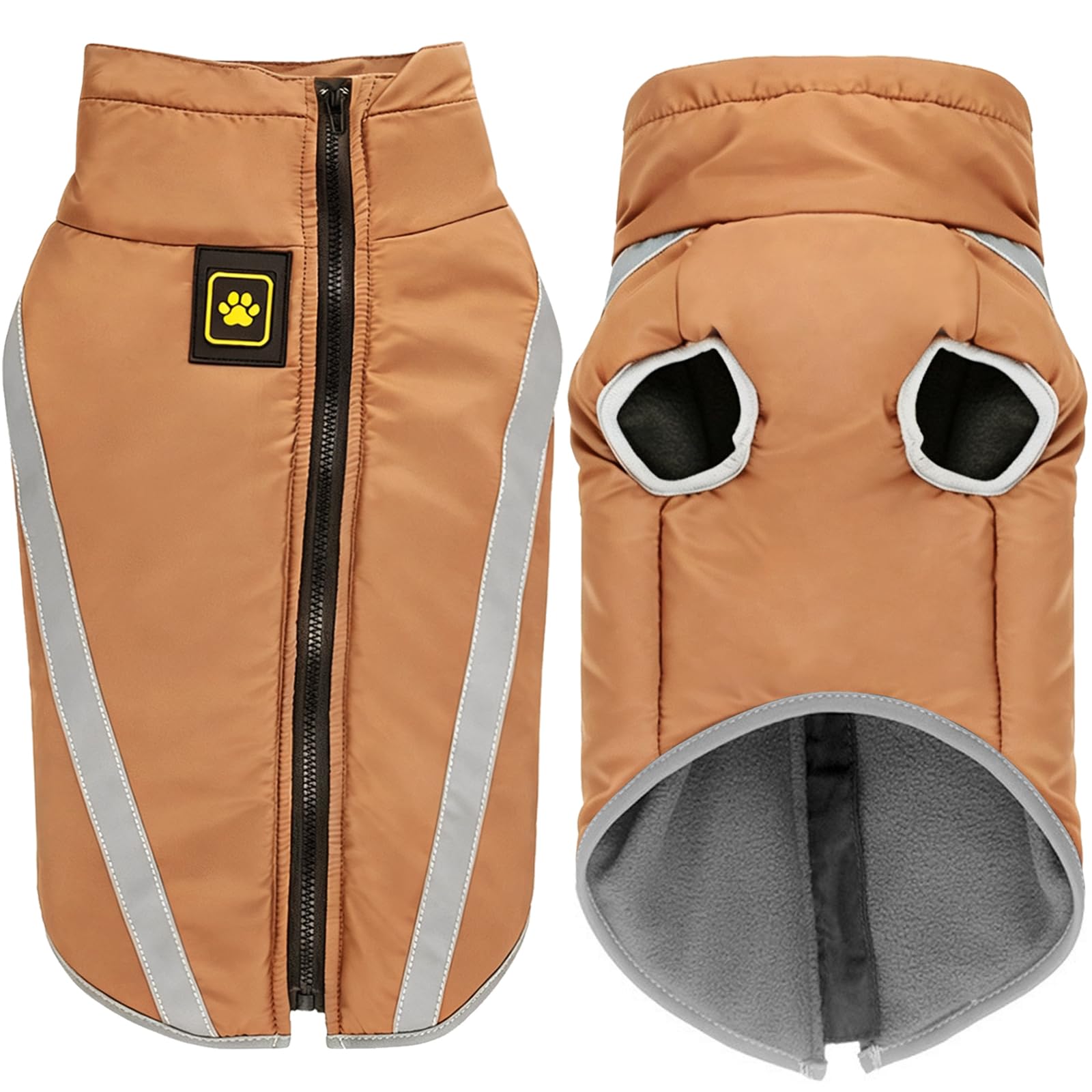 Idepet Waterproof Dog Coat Winter Warm Jacket,Windproof Pet Clothes Dog Jacket Outfit for Small Medium Large Dogs with Harness Hole XL-6XL