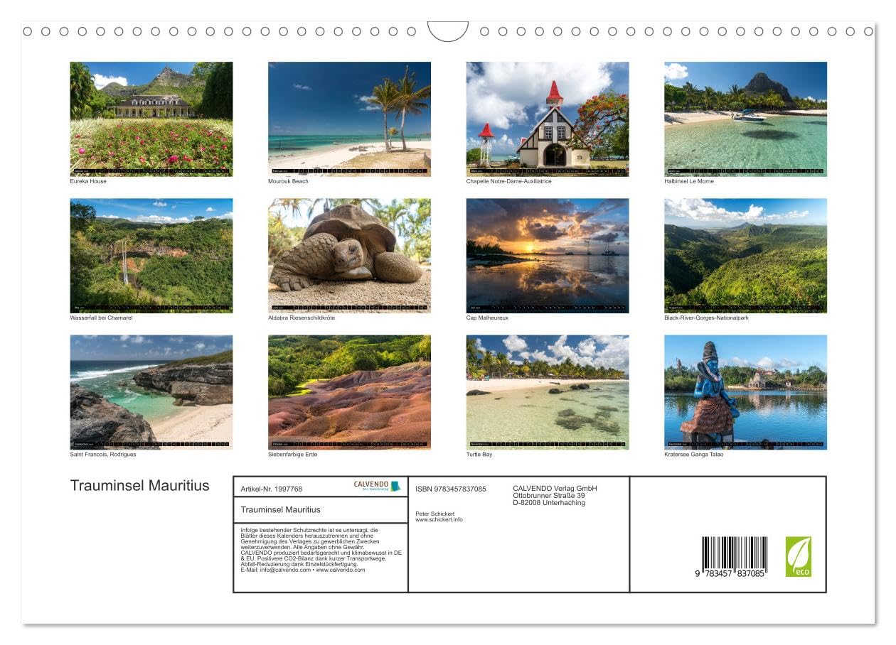 Trauminsel Mauritius (Wandkalender 2026 DIN A3 quer), CALVENDO Monatskalender: Die Trauminsel im Indischen Ozean in einem farbenfrohen Kalender vom Reisefotografen Peter Schickert. (CALVENDO Orte)