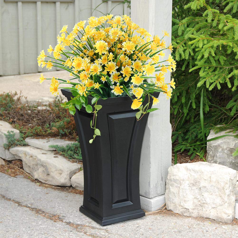 GREENRAIN 24 Bündel künstliche Gänseblümchen, für den Außenbereich, künstliche Blumen für Dekoration, kein Verblassen, Kunststoff, Blume, Garten, Veranda, Fensterkasten, Dekor (gelb)