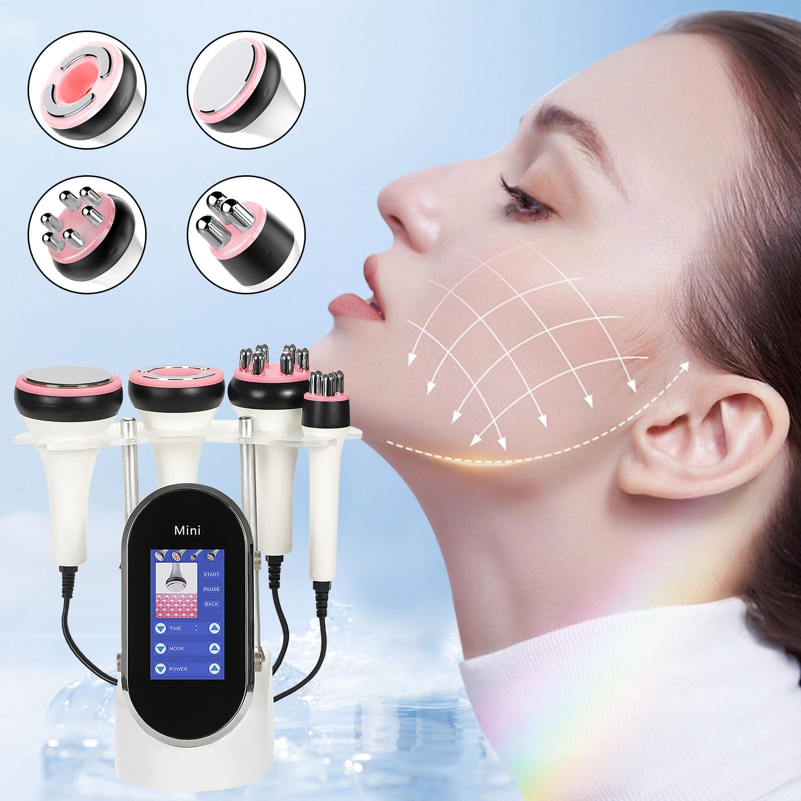 40K Dispositivo adelgazante anticelulitis, 4 en 1 Cuidado facial, Masajeador Adelgazante Cuerpo Completo, Cuidado del Cuerpo Multifunción, Modelado, Reafirmante para cara, abdomen, Tamaño, Piernas
