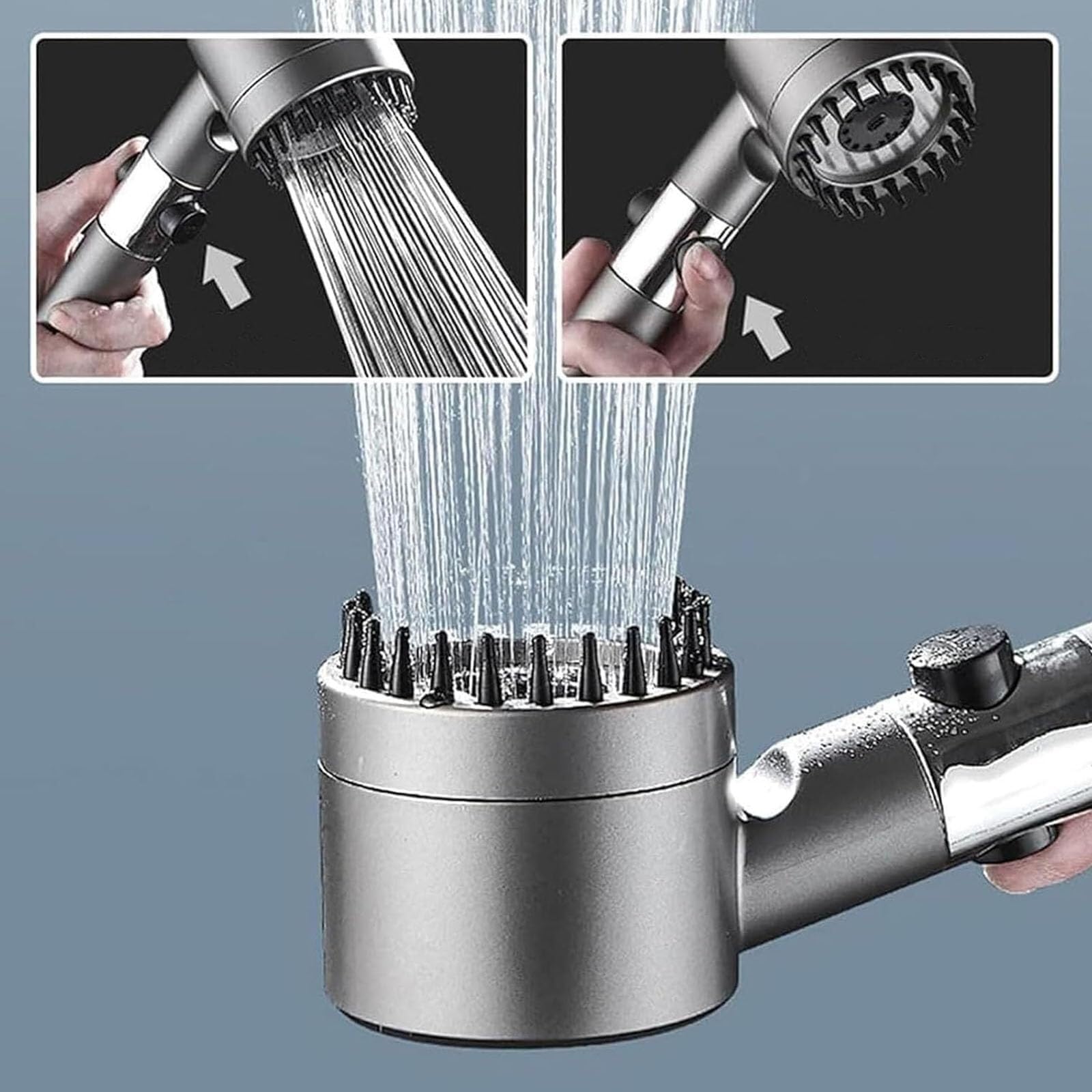 Alcachofa de ducha con filtro que ahorra agua, parada de agua con un solo toque, 3 modos de pulverización, cabezal de ducha de mano para baño, cabezal de ducha ecológico para un uso fácil