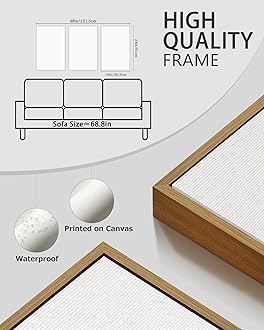 PHOPAGO 16x24in Large Boho Abstract Framed Wall Art Modern Minimalist Luxury Gold Line Artwork Kitchen Dining Room Decor Natural Framed