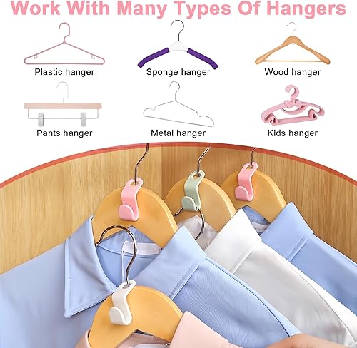 Miniatura 5 de 50 ganchos para colgar ropa que ahorran espacio, organizadores de plástico para armarios y extensor de almacenamiento para conexión de perchas