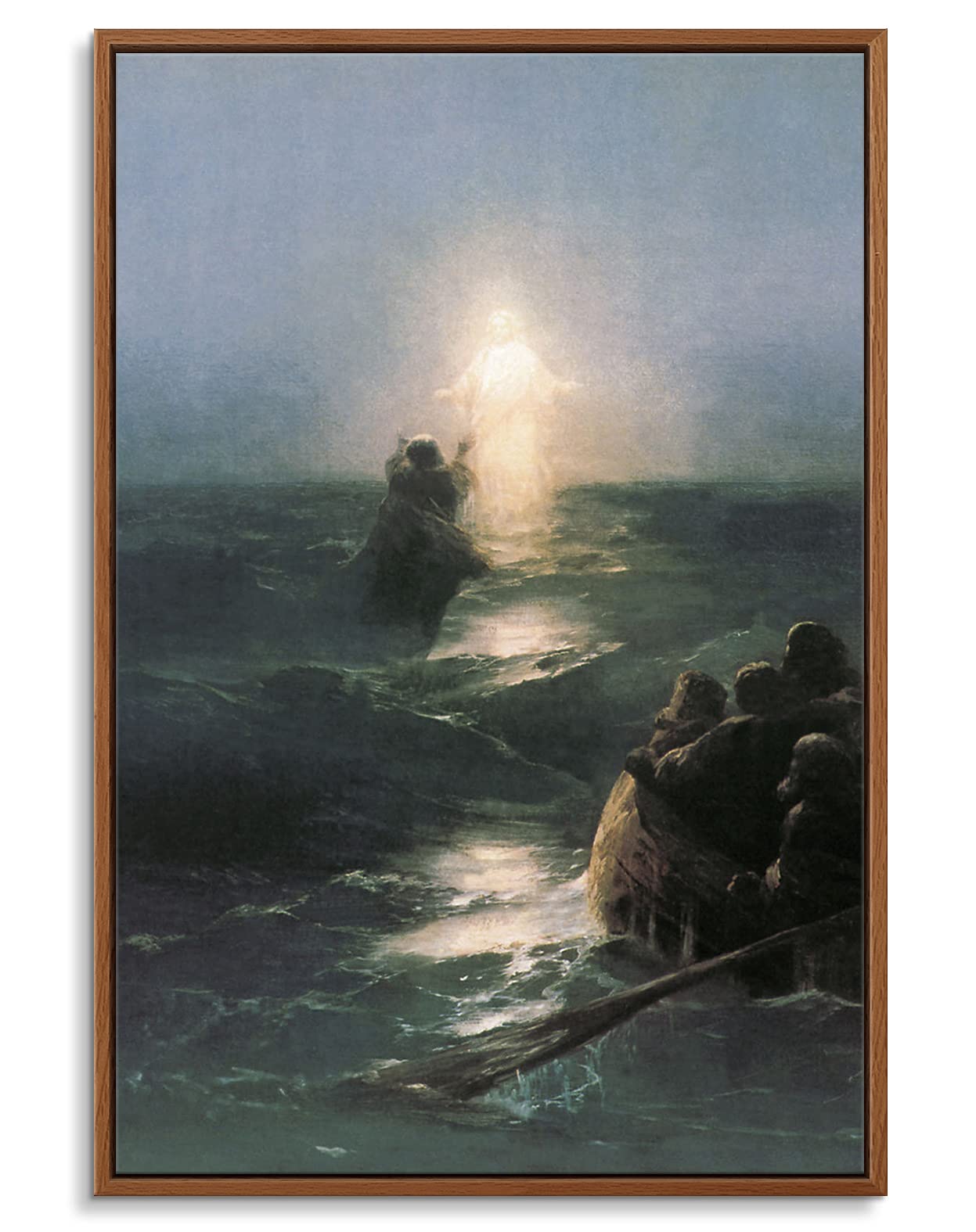 artprints1stop Floating Frame Canvas Print Wall Art - Jesus Walking on Water by Ivan Aivazovsky - 16x24 inches