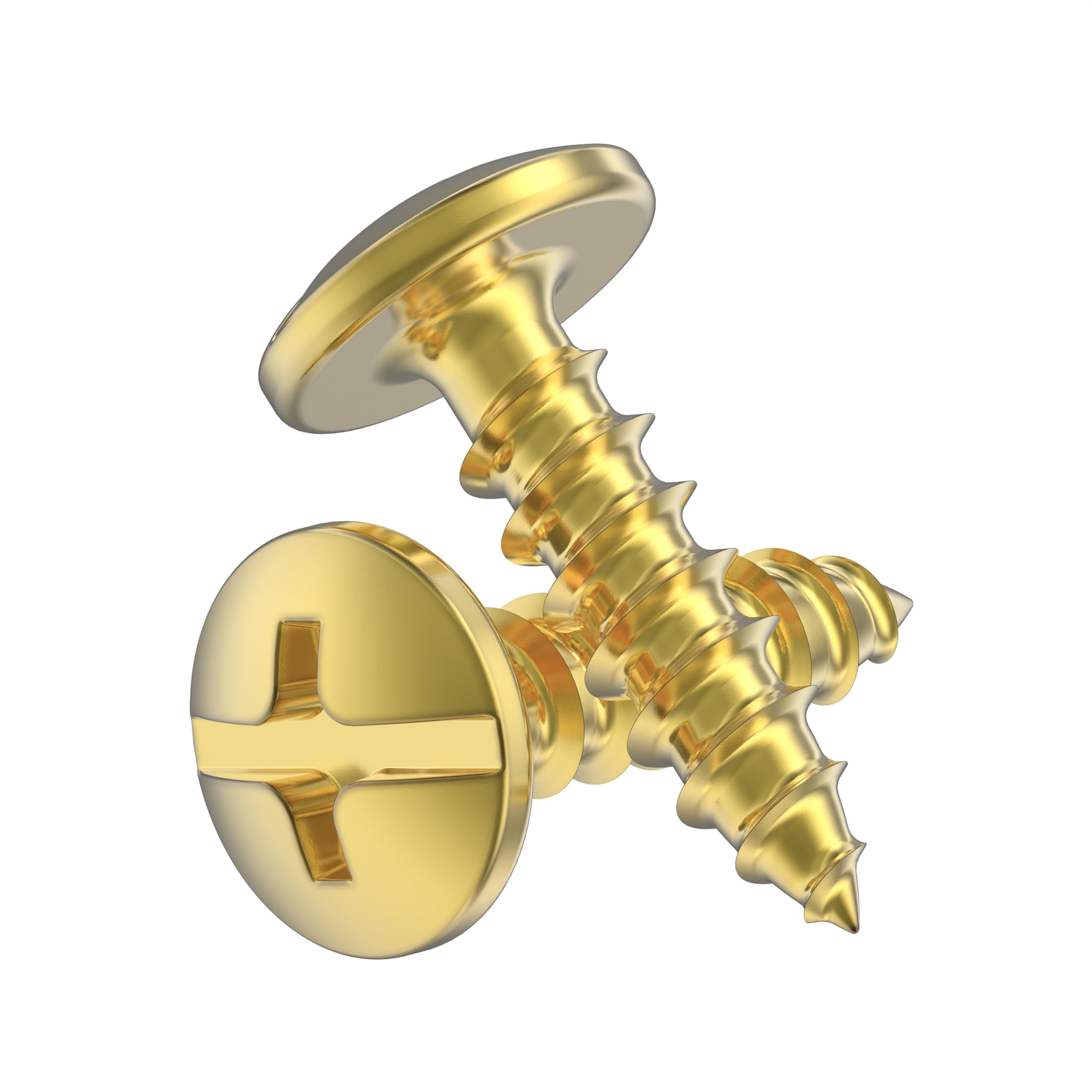 #8 x 5/8" Brass Round Head Phillips Wood Screws - Pack of 25 - Self Tapping Truss Head Screws for Wood - TH858-SB