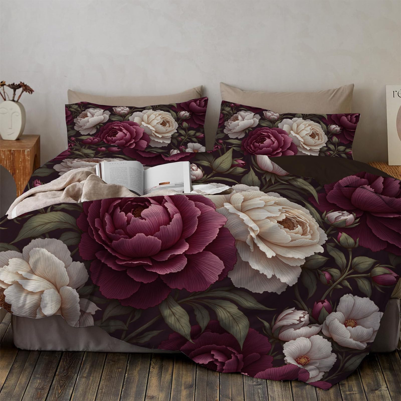 Parure de lit enfant pivoine rose 140x200 cm avec sa taie d'oreiller zippée