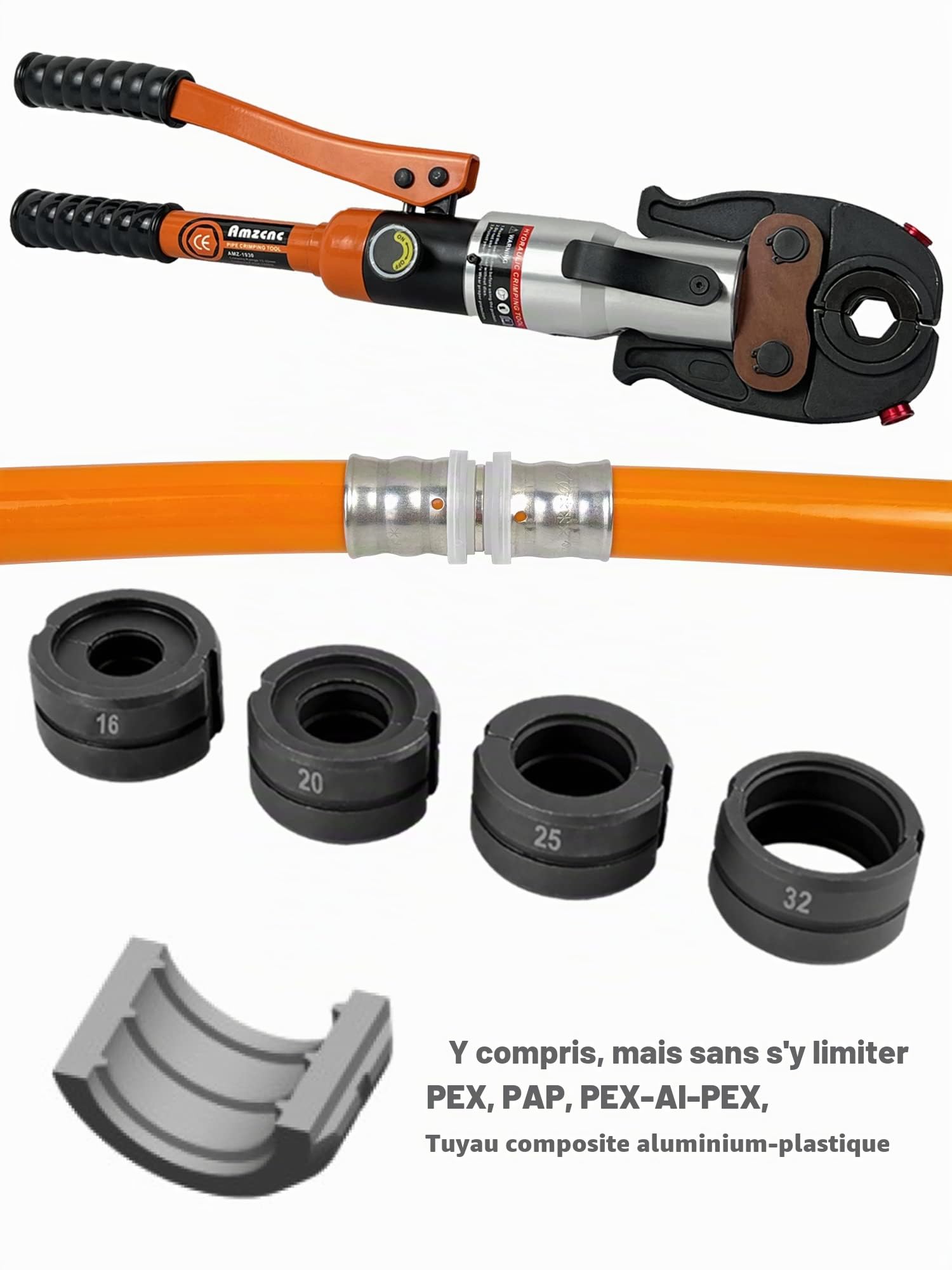 AMZCNC Pince professionnelle avec profil TH et U, pour inserts de mâchoires en aluminium-plastique et tube composite TH16 TH20 TH26 TH32 et U16 U20 U25 U32 incl