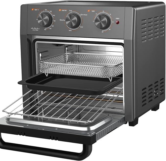 Amazon.com: Horno freidora de aire todo en uno, acabado de acero  inoxidable, grandes hornos de convección y tostadoras de aire con  accesorios y recetas electrónicas, certificado UL, gris : Hogar y Cocina