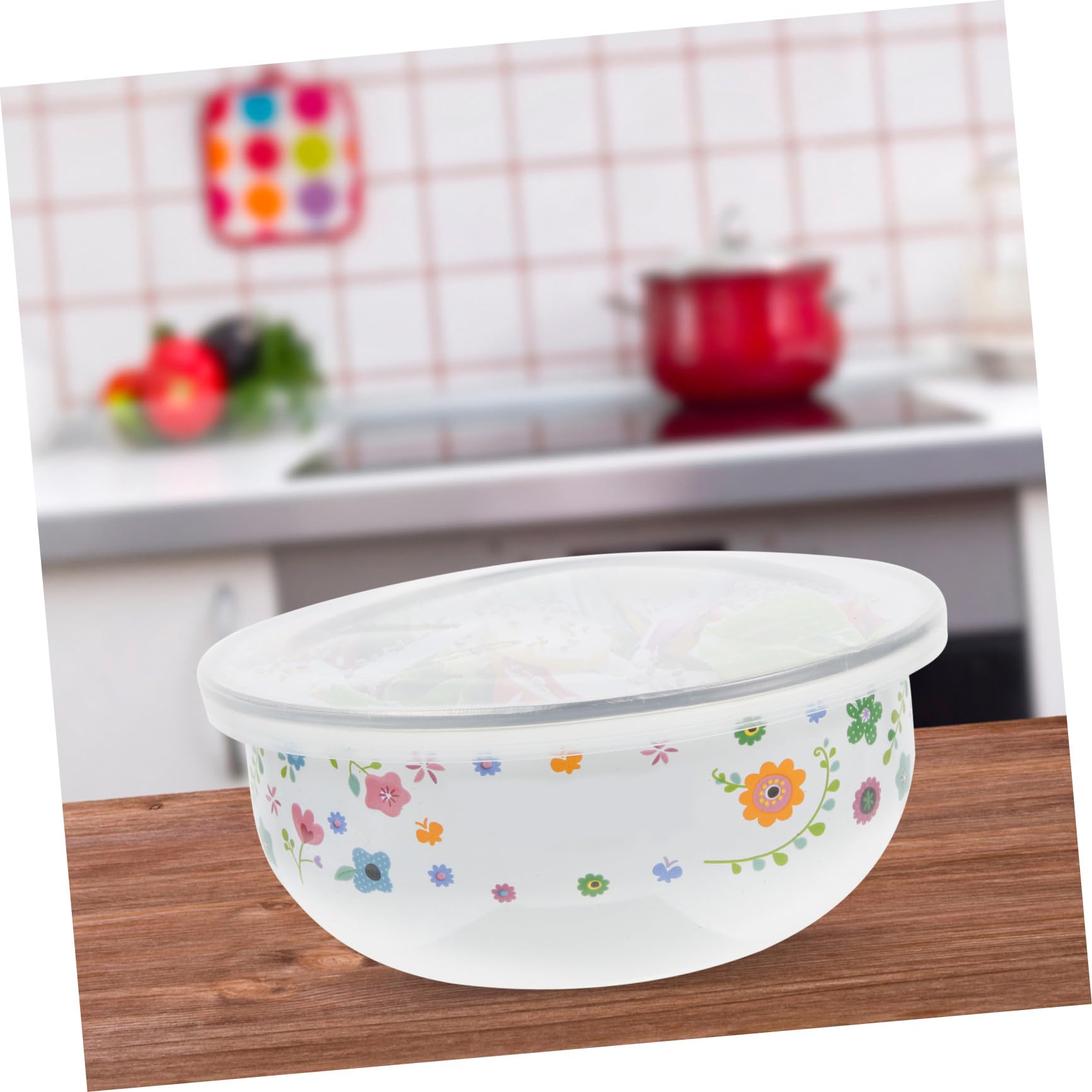 UPKOCH Set Contenitori Smaltati Con Coperchio 7.5In Ciotole Rotonde Per Insalata Frutta Noodles Conservazione Freschezza Casa Ristorante