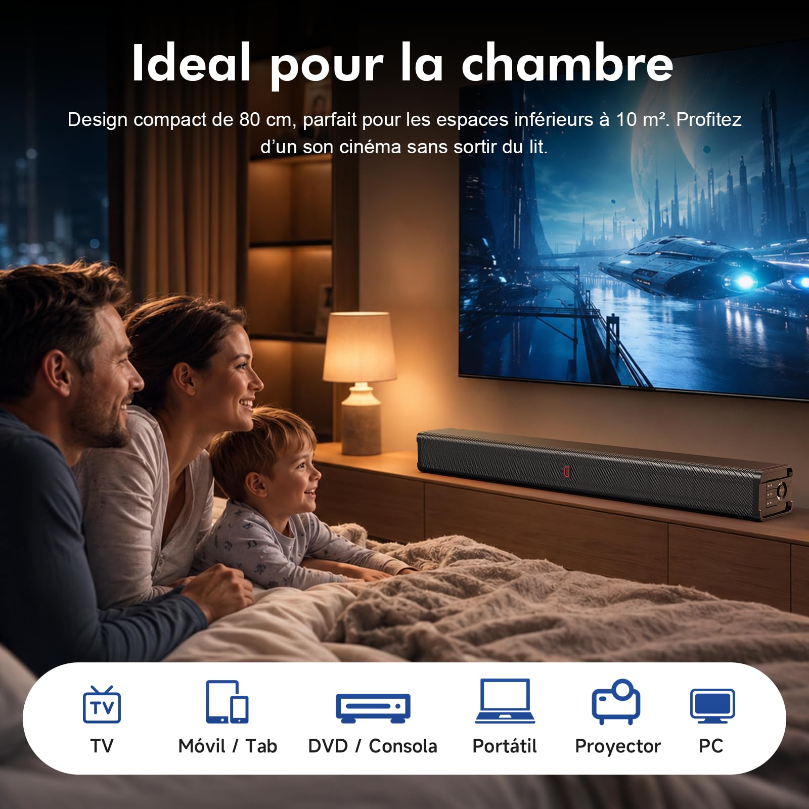 JYX Barre de Son TV 200W Puissance Crête, Soundbar 3.1 Canaux Home Cinéma avec Tweeter + Woofer 4 Pouces, Son Surround et Dialogues Clairs, Bluetooth 5.4, HDMI Arc/Optique/AUX, pour TV, PC