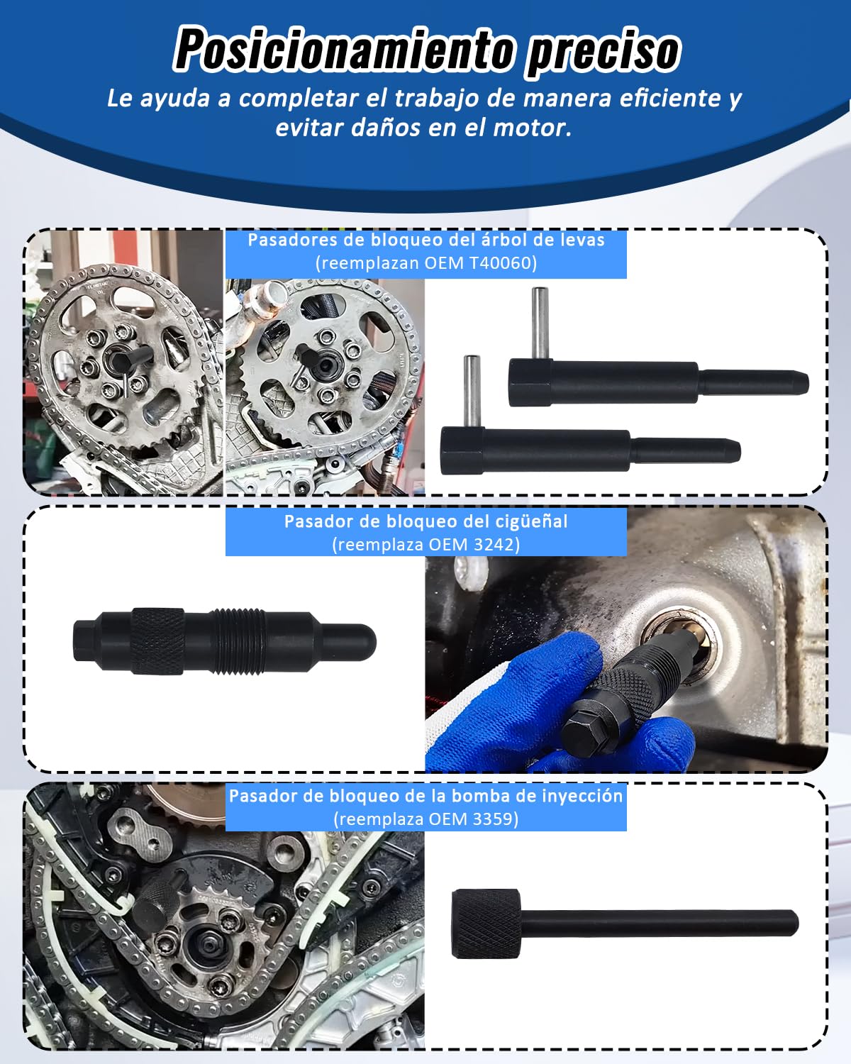 Juego de Calado distribucion de Motor Compatible con VW Audi 2.7 3.0 4.0 4.2 TDI V6 V8, Kit de Bloqueo de árbol de levas y cigüeñal T40049 T40058 T40060 T40061 T40062 T40064 T40071 T40135 etc