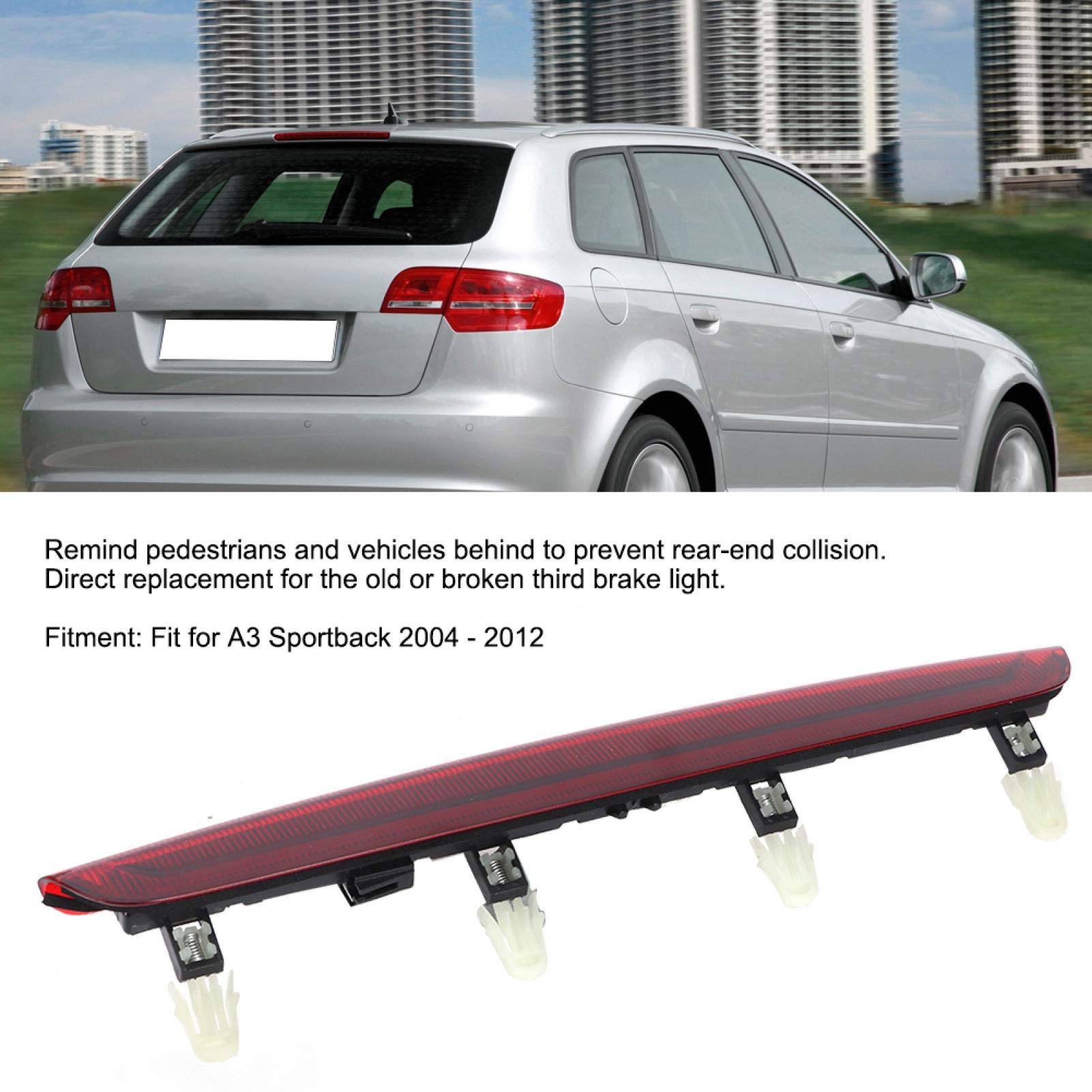 3e Feu Stop de Voiture de Haut Niveau, tout Nouveau Troisième Feu Stop ABS Adapté pour A3 Sportback 2004-2012 8P4945097C