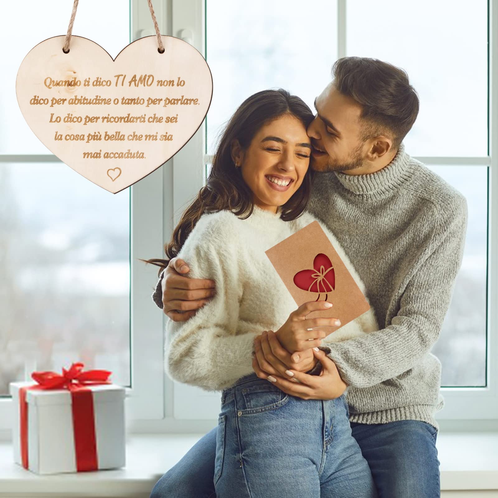 Targa Romantica A Forma Di Cuore In Legno - Iscrizione 'To The Woman I Love' - Regalo Per Lei, Anniversario, San Valentino