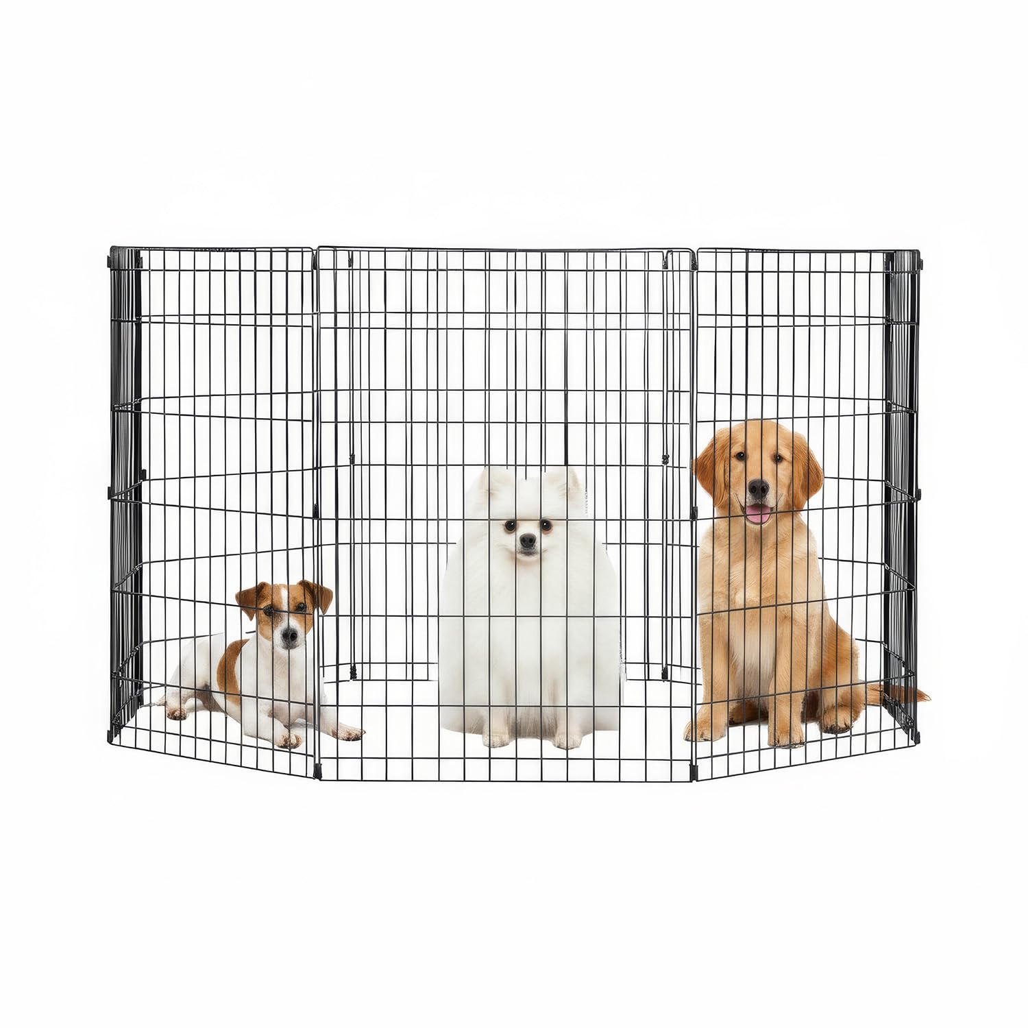 FDW 36 Inch Dog Pen 8 Panel Dog Playpen Indoor Outdoor Metal Puppy Pet Fence Portable Folding Animal Exercise Fence,Black