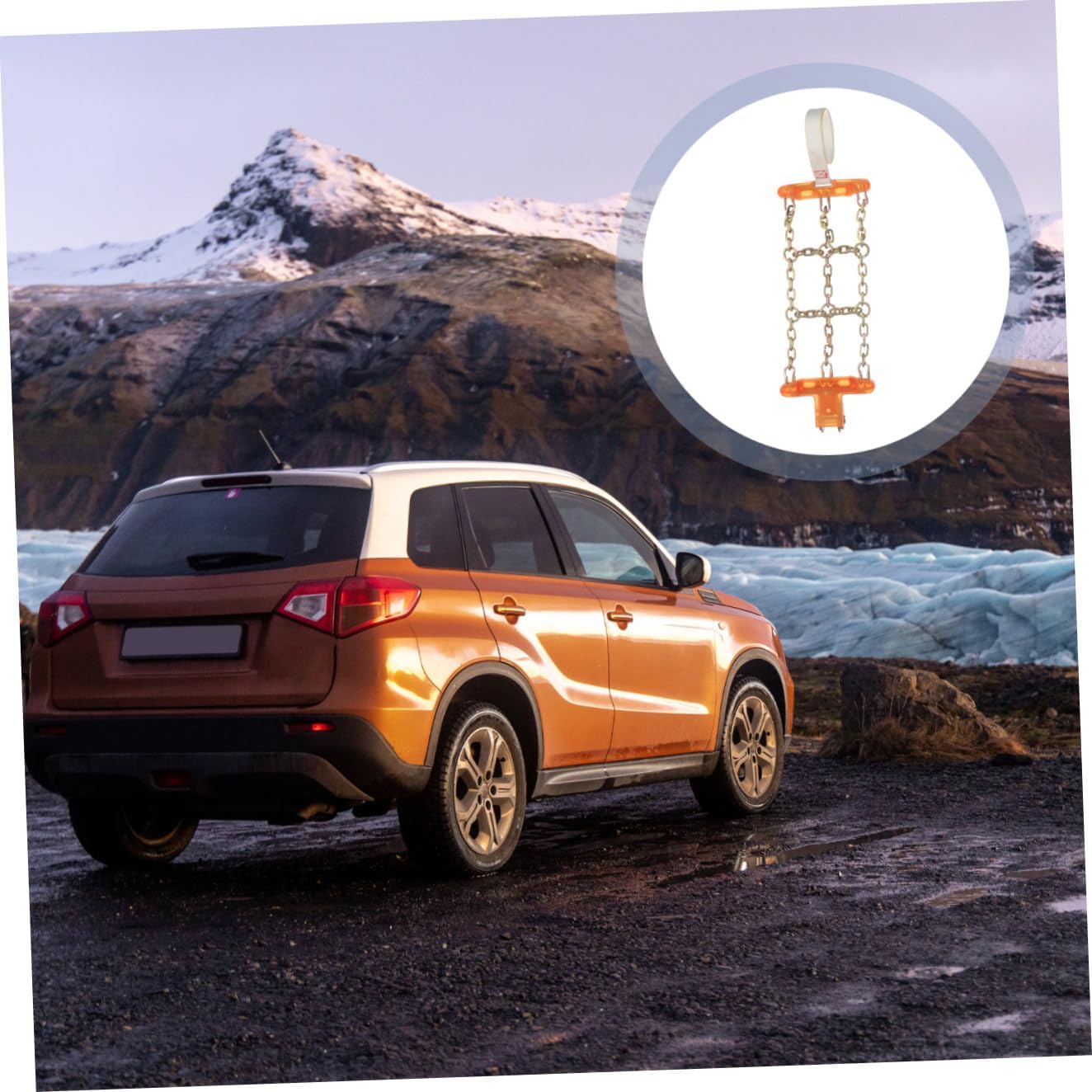 Winter Anti-skid Tire Chain Steel Snow Wheel Chain for Passenger Cars Suv Trucks Easy Mount Without Tire Removal Versatile Traction Accessory for Snow Ice Mud Sand Emergency Use