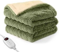 Epeios Electric Blanket, Dual Use, 74.0 x 51.2 inches (188 x 130 cm), 1 - 12 Hour Timer, Washable, 9 Temperature Control, Plush Fabric, Dust Mites, Energy Saving, Single Electric Blanket, Throw, Cold