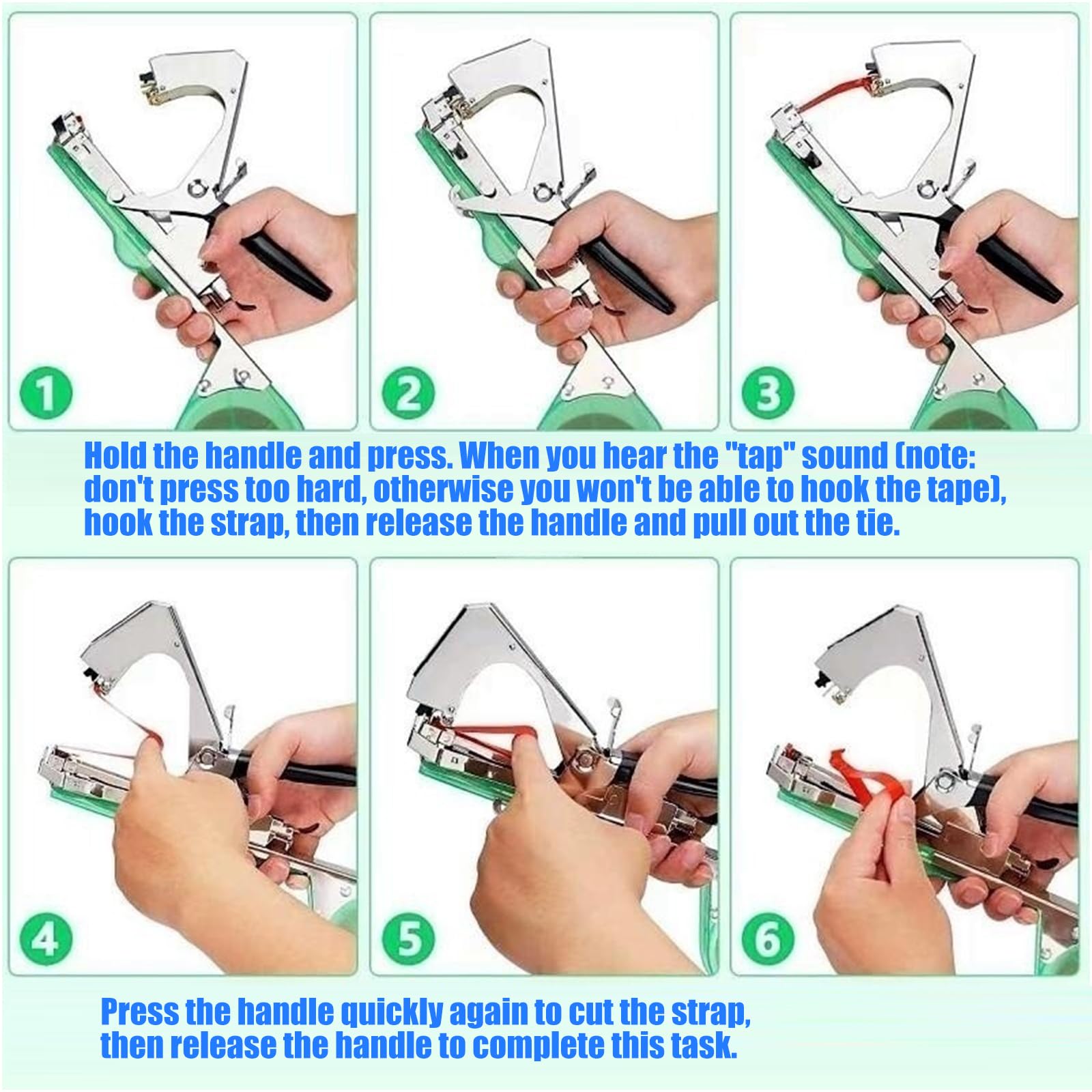 Máquina de atado manual de vid para plantas de jardín, herramienta de encuadernación de mano con correas para tomates, pimientos, uvas, enredaderas