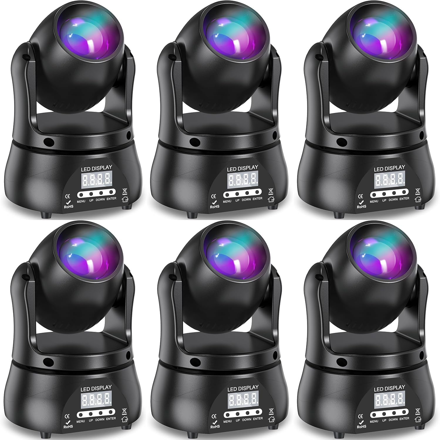 U`King 40W LED Moving Head Light RGBW Beam Lighting Stage Lights with DMX Sound Activated Auto Mode for Parties Wedding Clue Live Band Show Church – 6 Pack