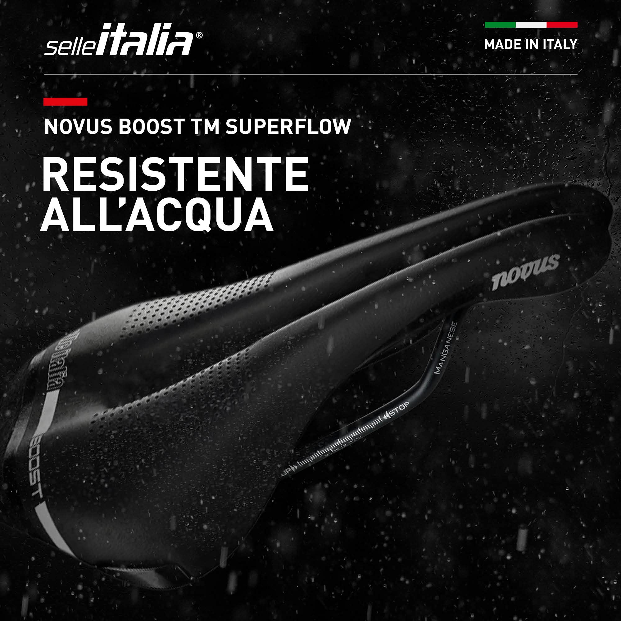 Selle Italia NOVUS Boost TM Superflow - Sella per Bicicletta Performance con Seduta Curva Larga e Imbottitura Maggiorata, Struttura Leggera in Microfibra Tecnica