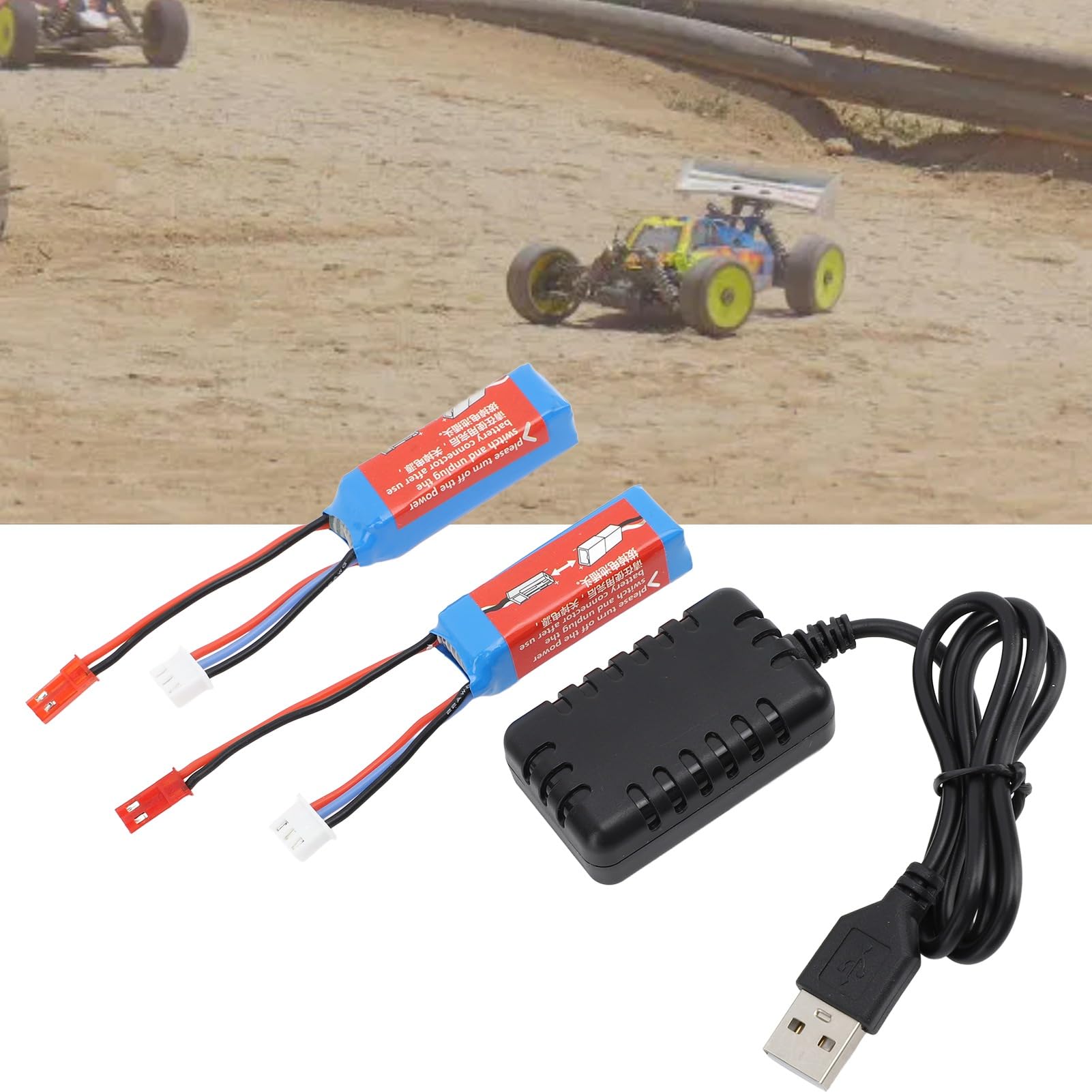 POENVFPO Chargeur de Batterie de Voiture RC Haute capacité 7.4V 400MAh, Kit de Charge Rapide pour Voitures RC K969 K989 284161 284131 284010 1/28
