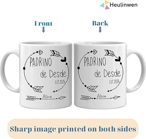 Miniatura 6 de Juego personalizado de Bautizo Recuerdos Juego De 2 Tazas 2024, Padrinos De Bautizo Propuesta Set 2 Tazas Café 11Oz, Para Niño, Niña, Propuesta de
