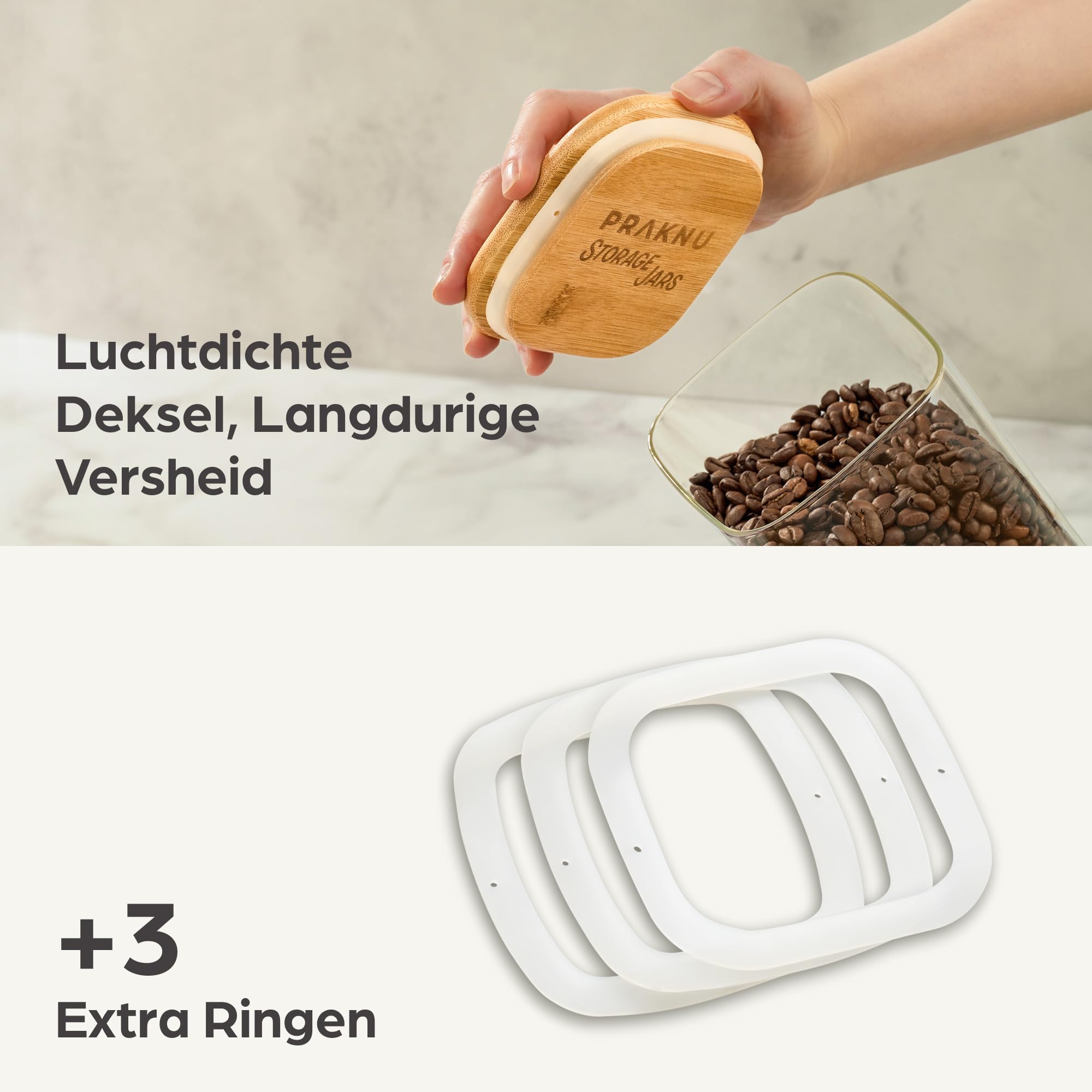 LNWSN voorraadpotten met deksel set, 8 x 640ML glazen