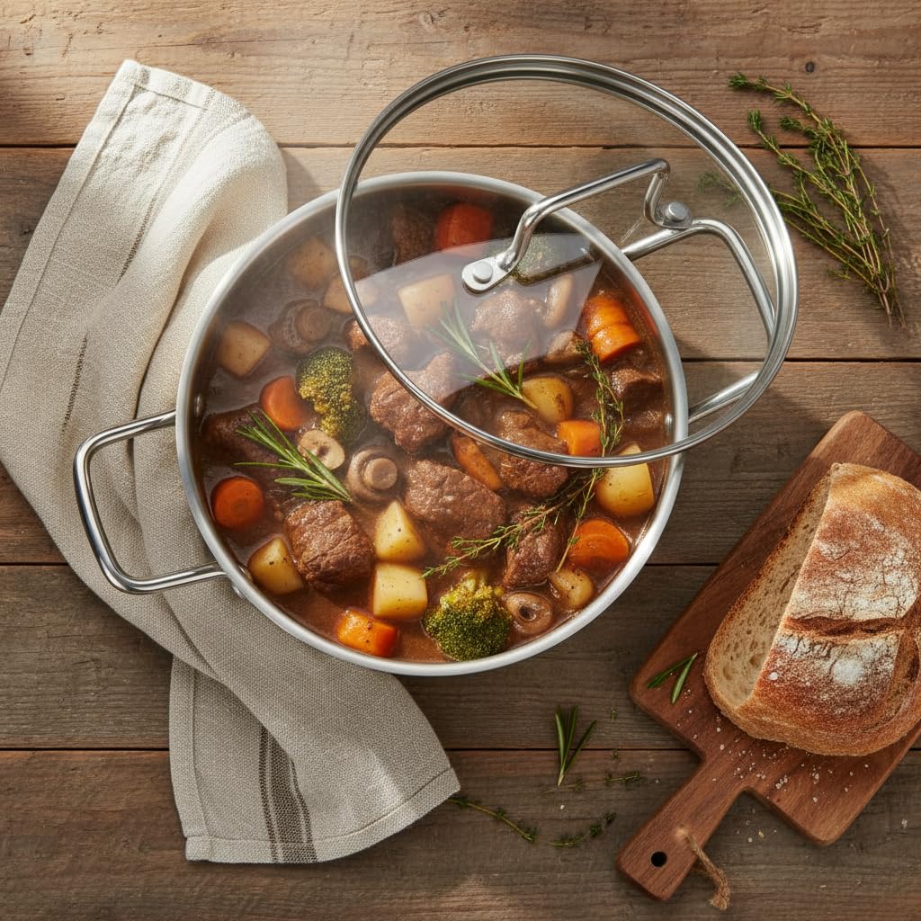 Cookinglife zestaw garnków Signature Steel 4-częściowy zestaw garnków ze stali nierdzewnej – garnek do gotowania ø 16, 20 i 24 cm i rondel ø 17,5 cm – nadaje się do wszystkich rodzajów kuchenek