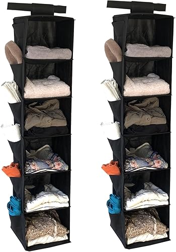 Miniatura 1 de Shonpy Organizador de armario colgante para almacenamiento en el hogar, organizador de suéter con 6 estantes (negro)