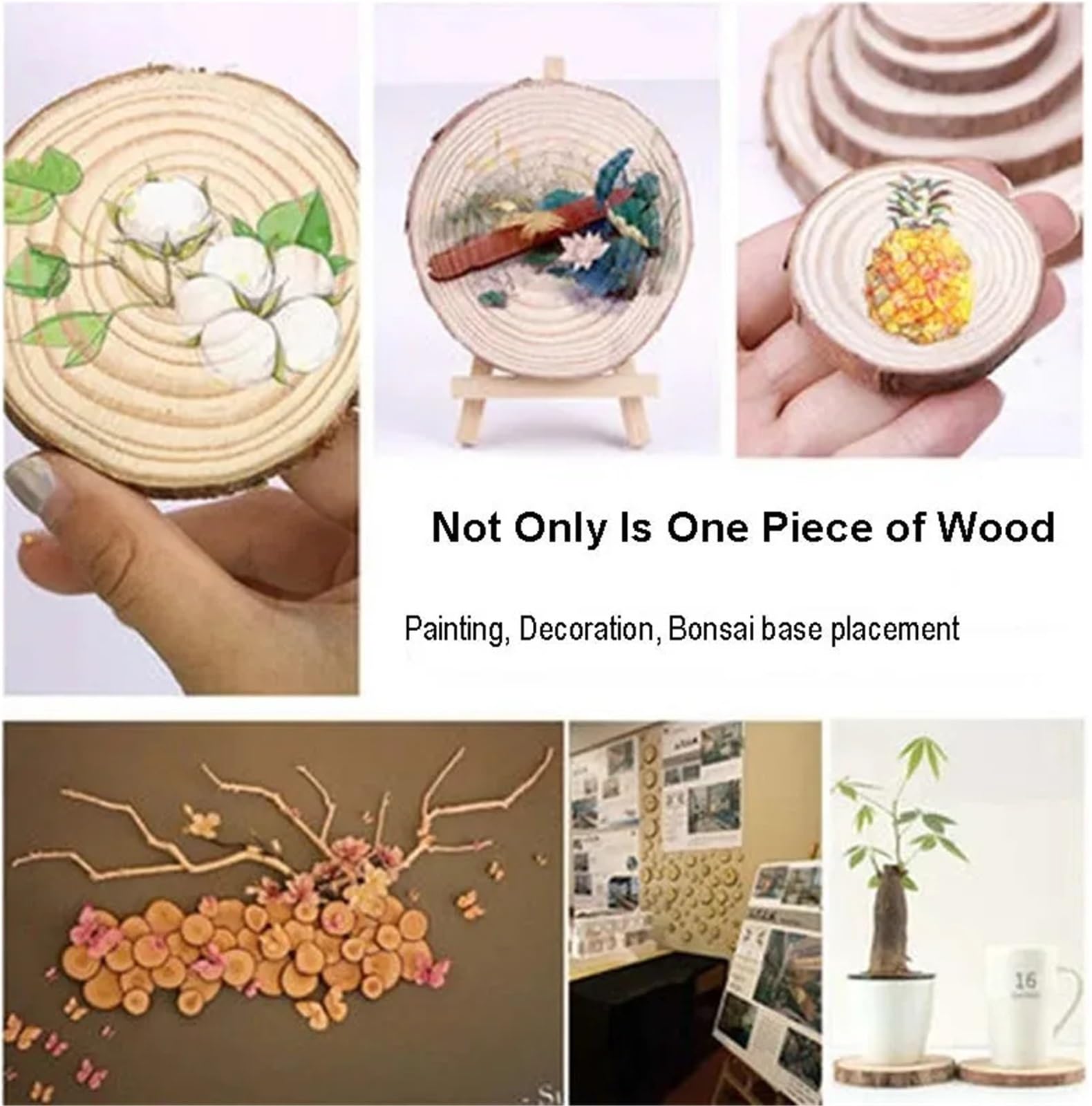 madera redonda sin procesar con corteza, 3-16 cm/1-10 piezas de rodajas de madera de pino natural gruesas, redondas, sin terminar, con discos de troncos de corteza de árbol, manualidades de bricolaje,