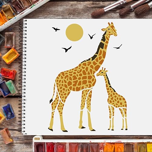 Miniatura 6 de FINGERINSPIRE 2 plantillas de jirafas en capas, 11.7 x 8.3 pulgadas, plástico, tropical