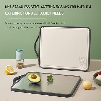 Large-Sized Stainless Steel Cutting Board For Kitchen,Stainless Steel Chopping Board & Large Chopping Board For Meat, Fruit, Vegetables, Bread And Bakery (L17.7*W13 inches)