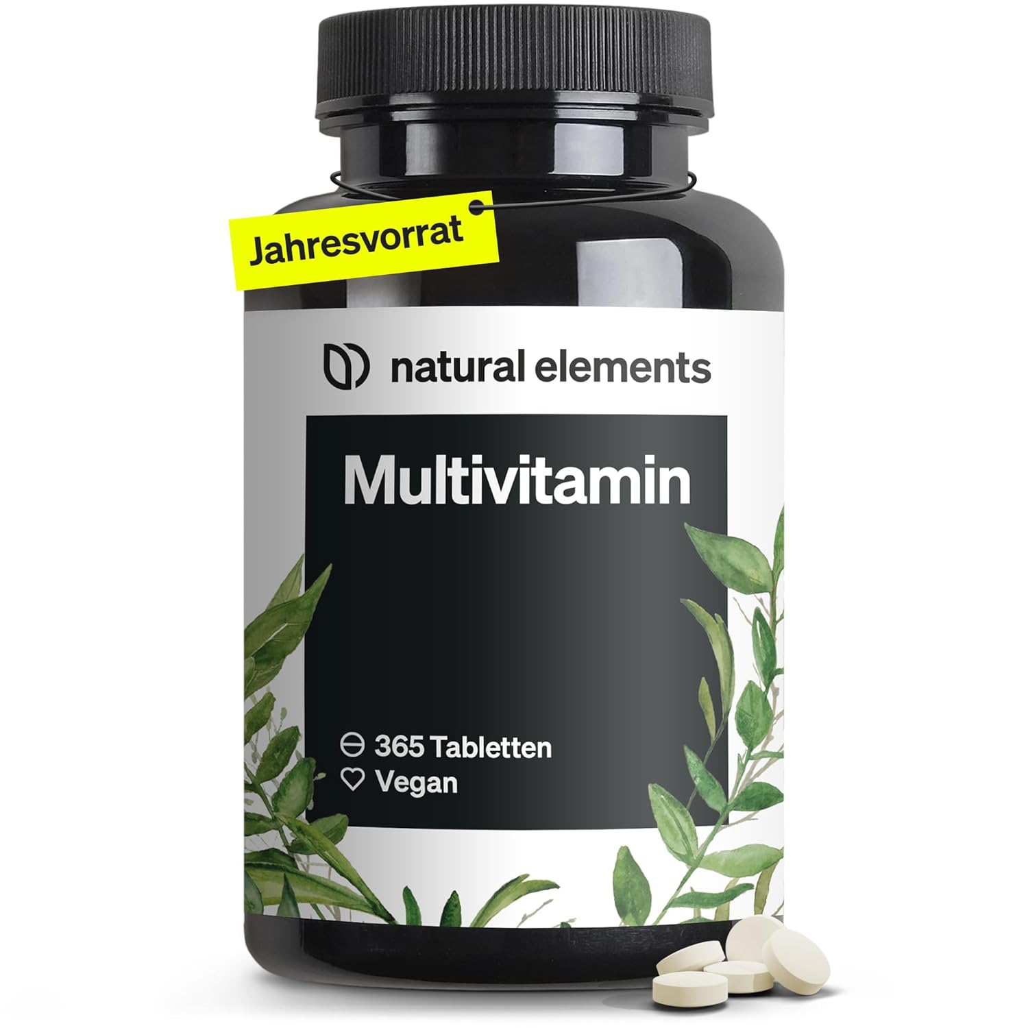 Multivitamin – 365 vegane Tabletten – Jahresvorrat – wertvolle Vitamine A-Z, mit Vitamin K1 und K2 – ohne unnötige Zusätze – in Deutschland produziert & laborgeprüft